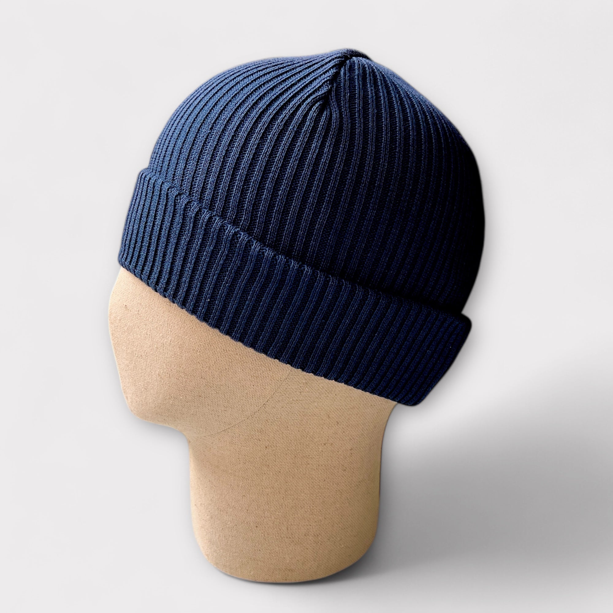 Berretto Beanie Puro Cotone Risvolto Costine - Cappelleria Bacca