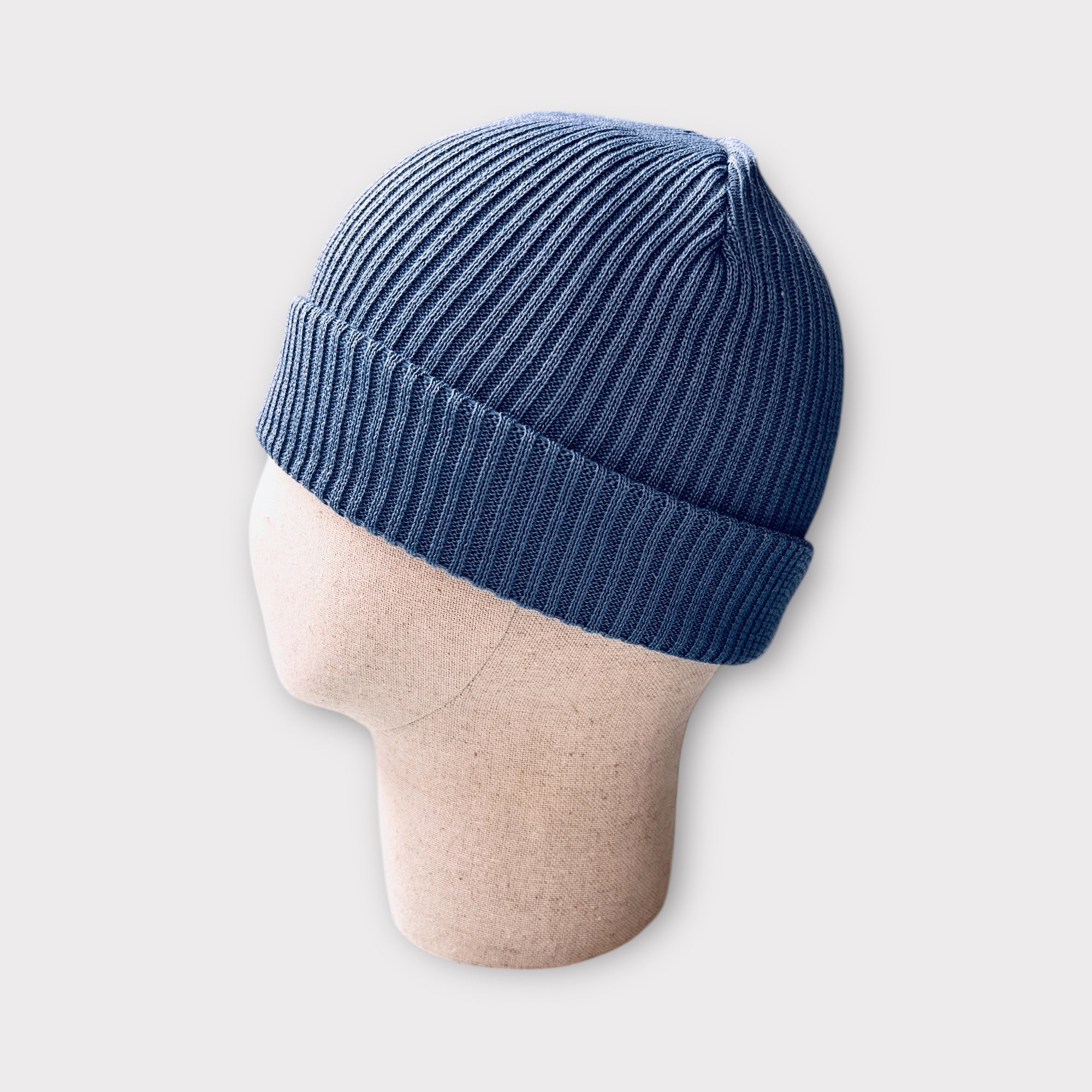 Berretto Beanie Puro Cotone Risvolto Costine - Cappelleria Bacca