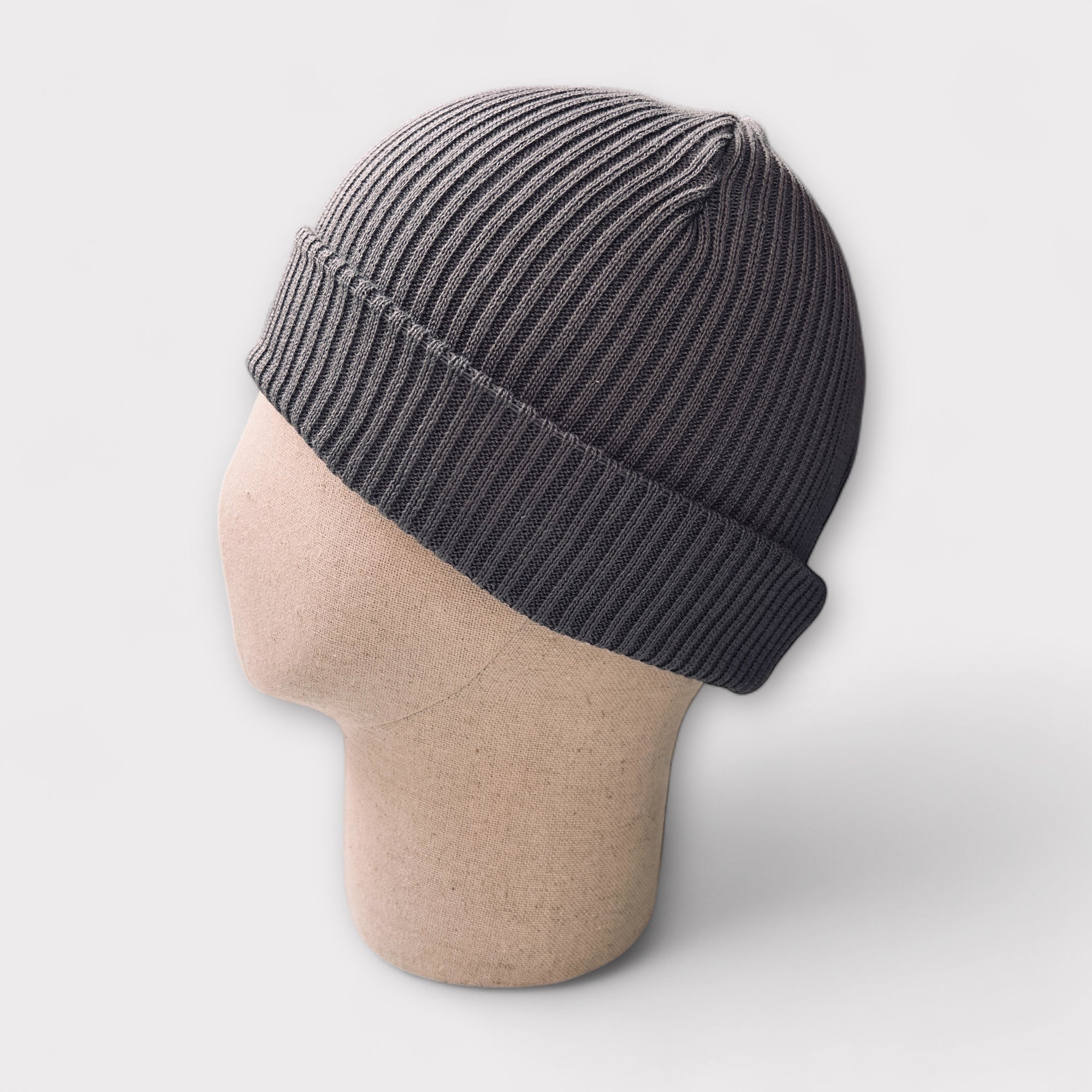 Berretto Beanie Puro Cotone Risvolto Costine - Cappelleria Bacca