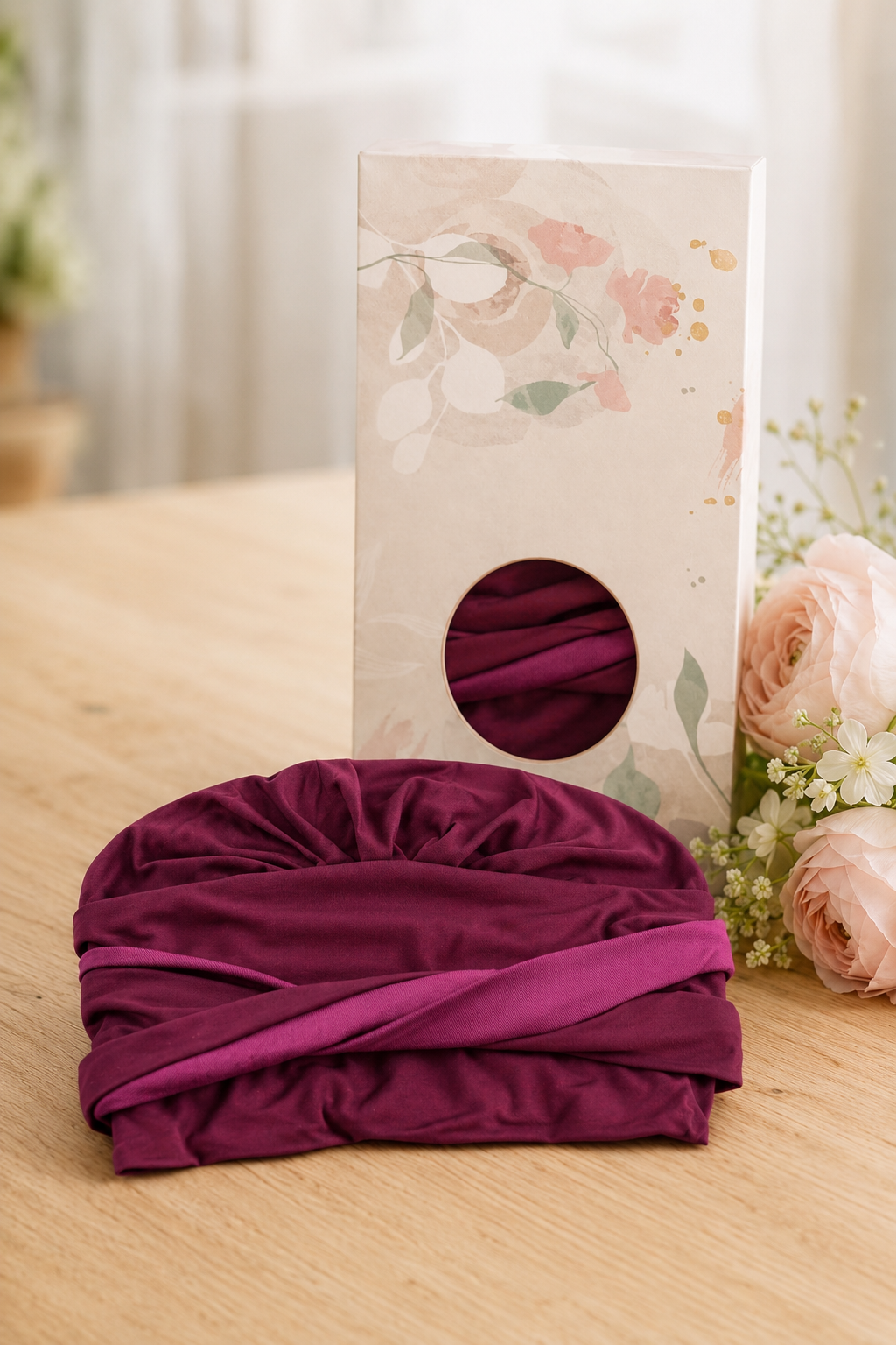 Berretto Turbante Donna In Morbido Bamboo Bicolor- per Pelli Sensibili - Cappelleria Bacca