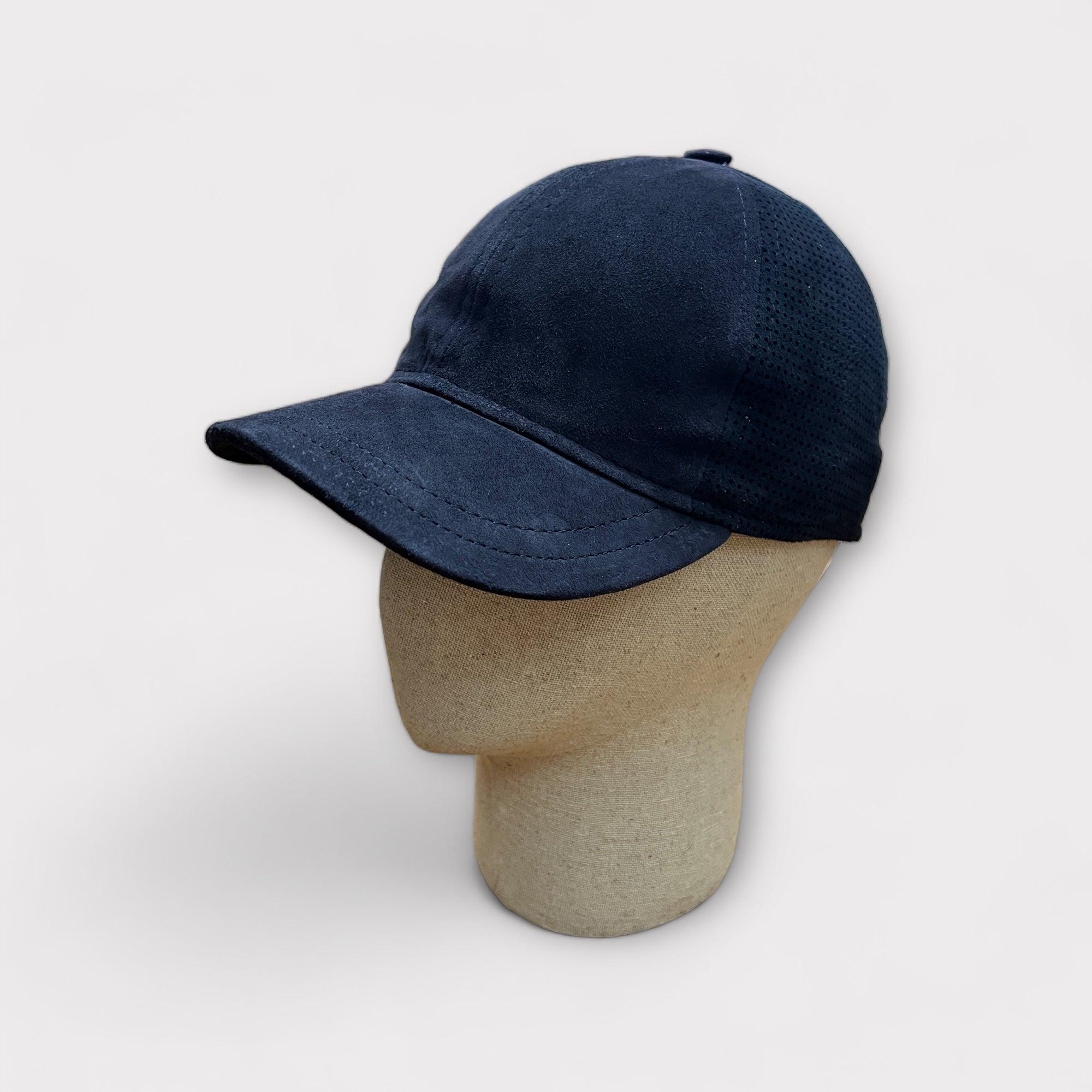 Baseball In Vera Pelle Suede Blu - Cappelleria Bacca