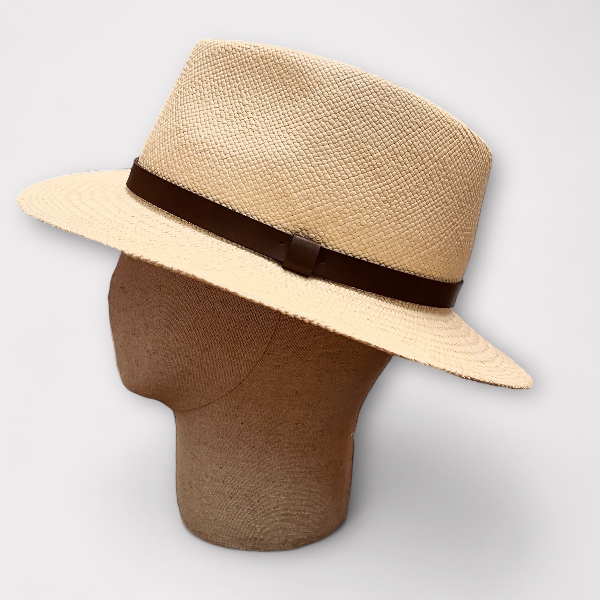 Cappello Panama Fine Originale Fedora Nastro In Pelle - Cappelleria Bacca