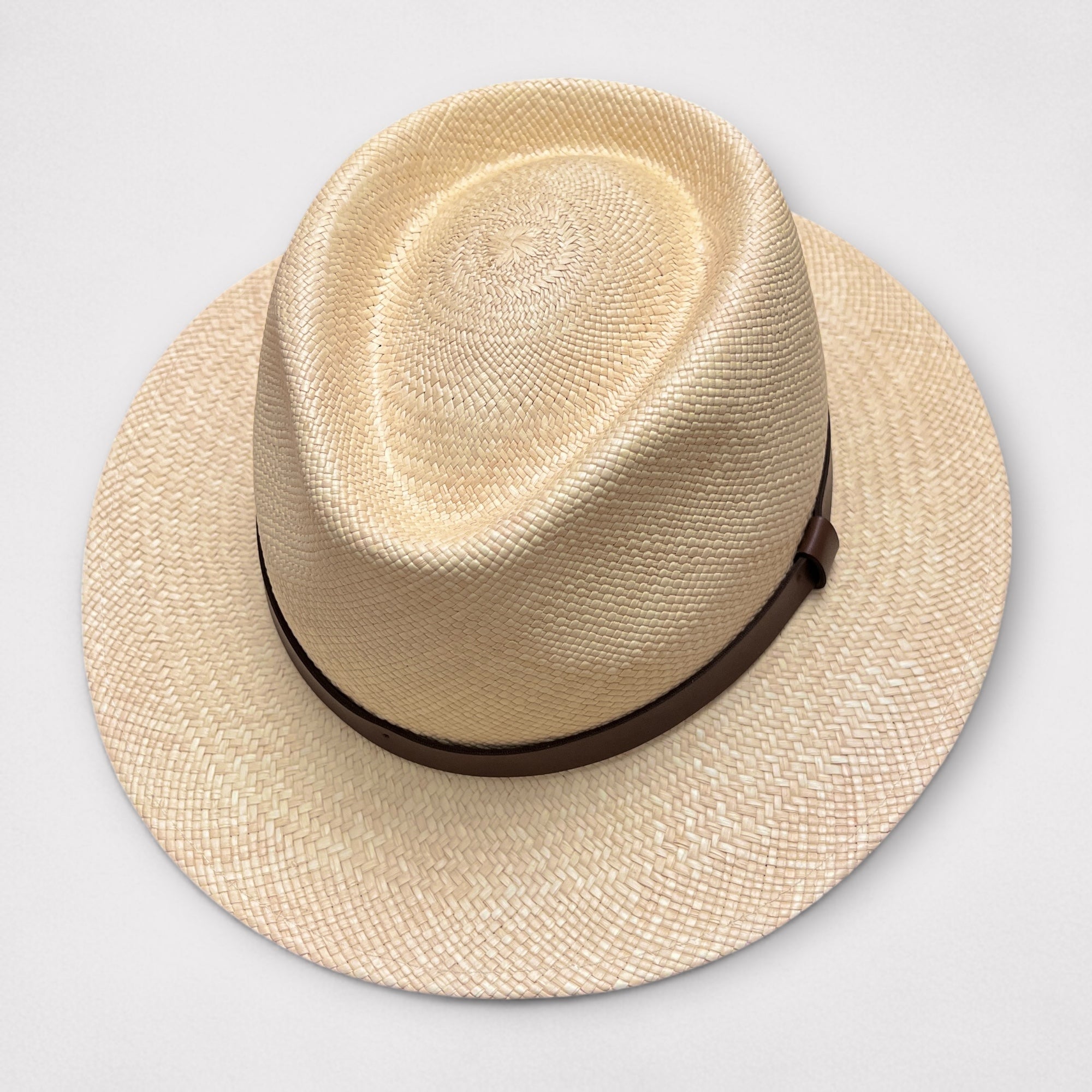 Cappello Panama Fine Originale Fedora Nastro In Pelle - Cappelleria Bacca