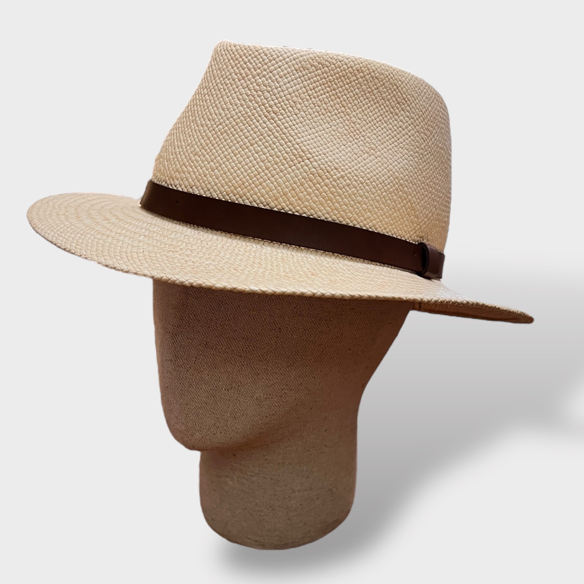 Cappello Panama Fine Originale Fedora Nastro In Pelle - Cappelleria Bacca