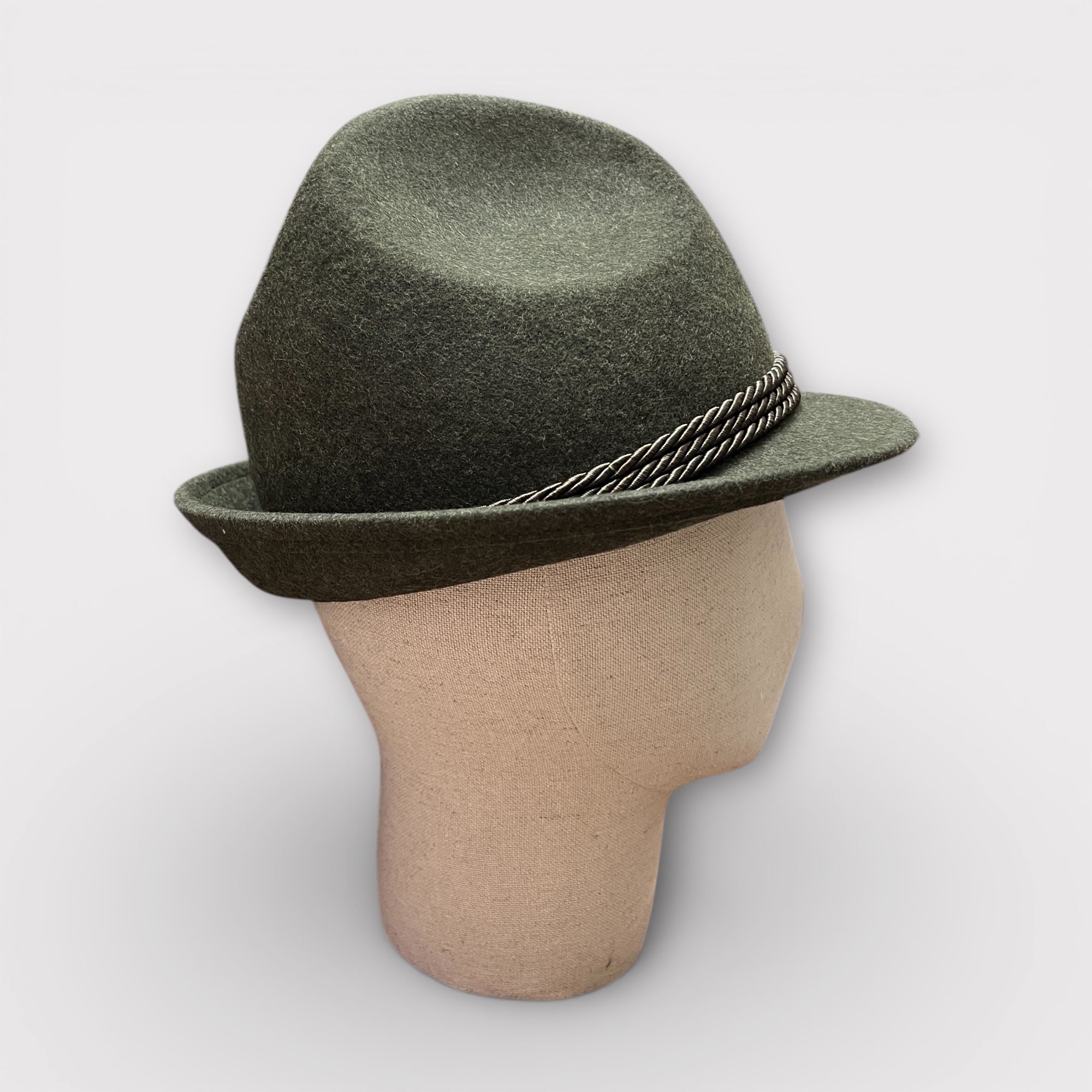 Cappello Tre Fosse Tirolese Verde cordino In Seta e Piuma - Cappelleria Bacca