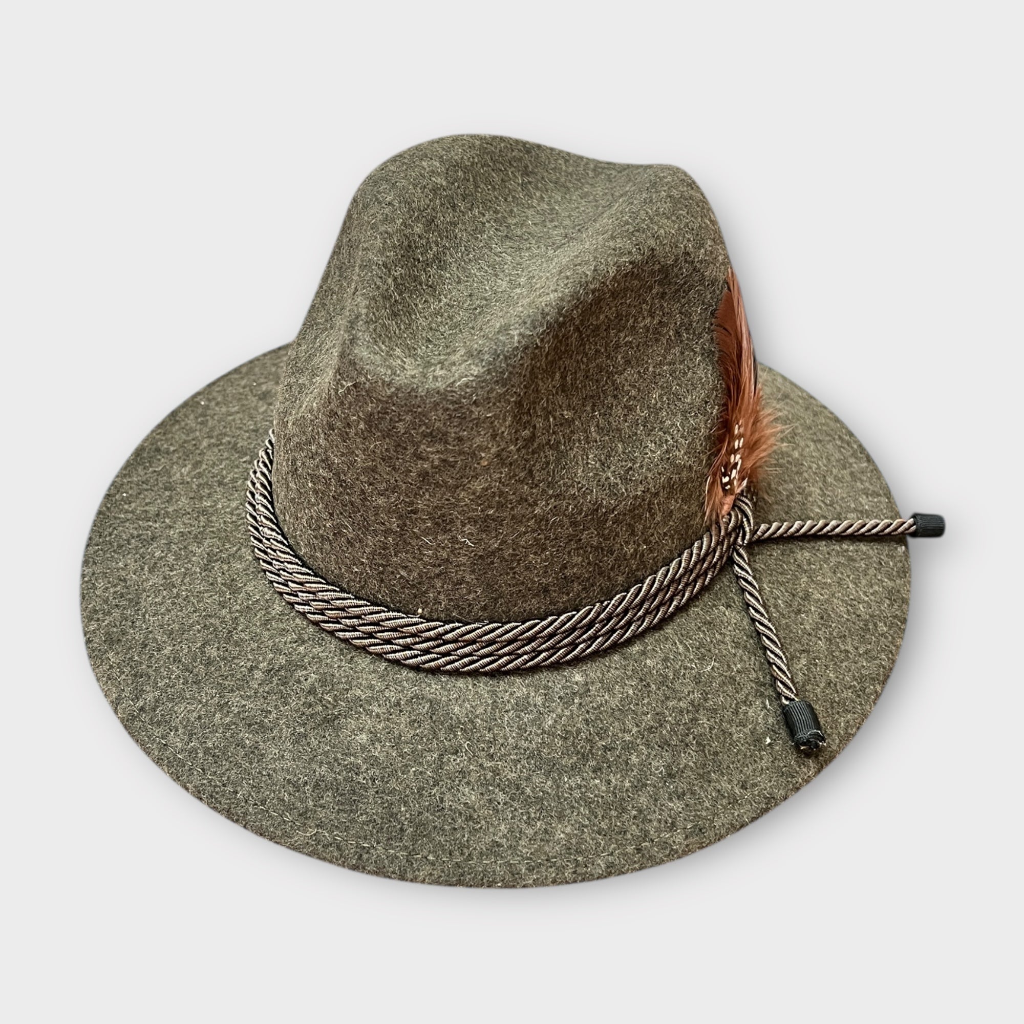 Cappello Tirolese In Feltro Di Lana Cordone In Seta e Piuma - Cappelleria Bacca