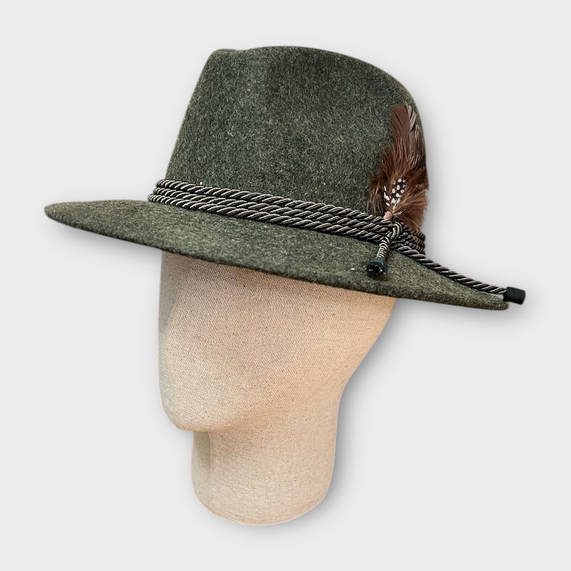 Cappello Tirolese In Feltro Di Lana Cordone In Seta e Piuma - Cappelleria Bacca