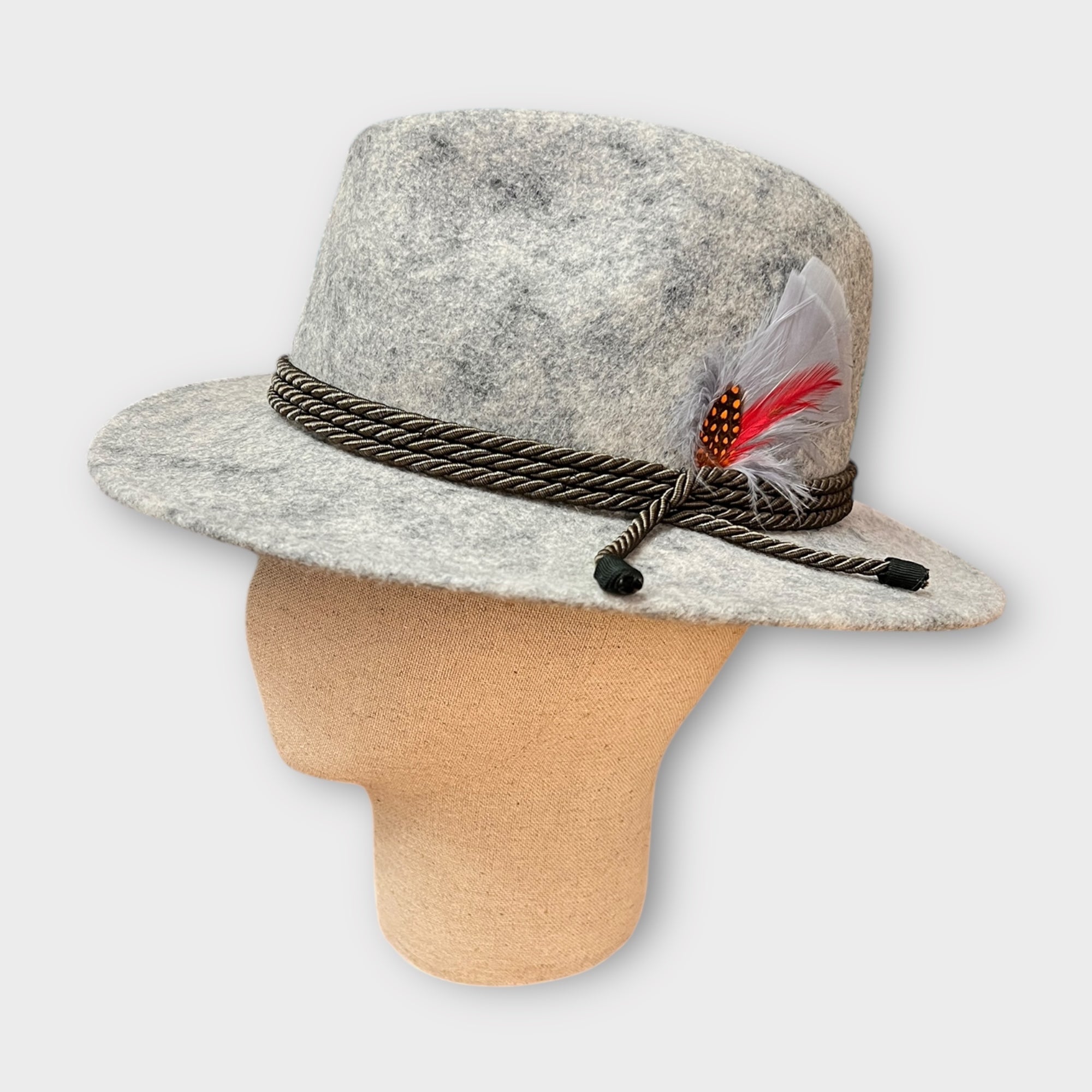 Cappello Tirolese In Feltro Di Lana Cordone In Seta e Piuma - Cappelleria Bacca