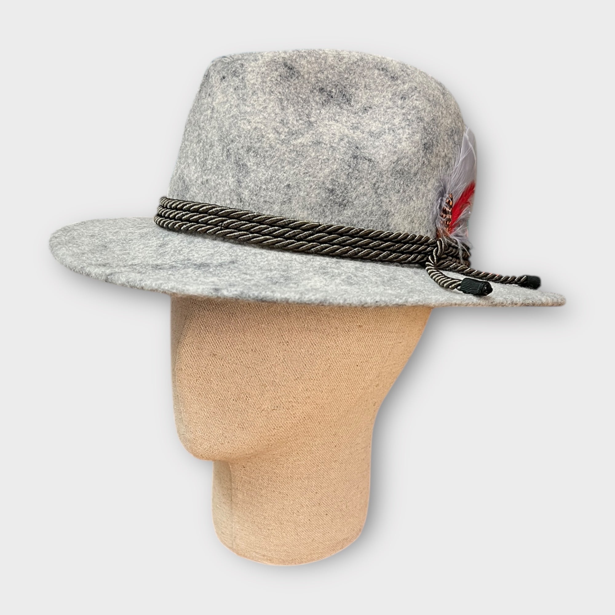 Cappello Tirolese In Feltro Di Lana Cordone In Seta e Piuma - Cappelleria Bacca