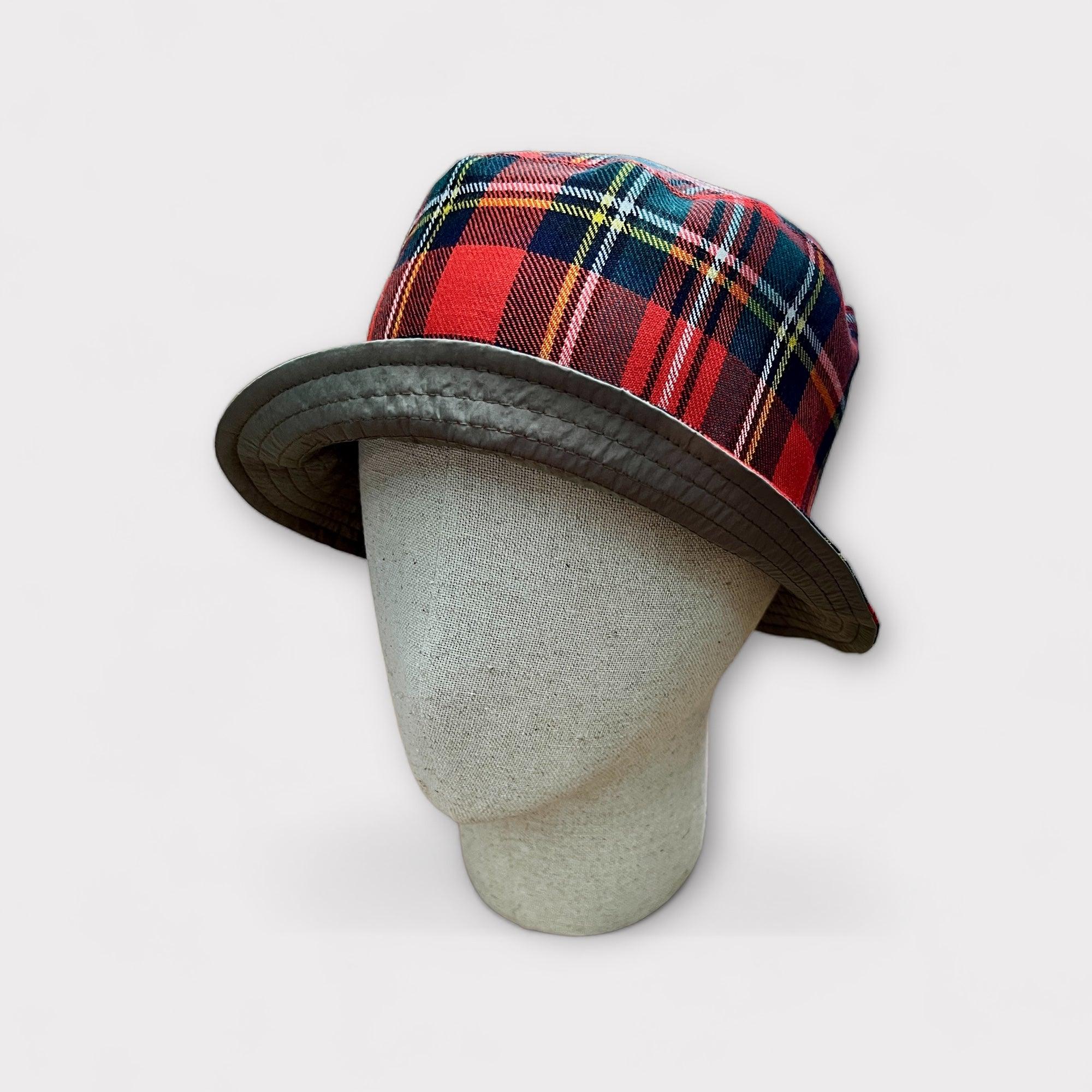 Cappello Pescatore Bucket Reversibile Antipioggia Scozzese Rosso - Cappelleria Bacca