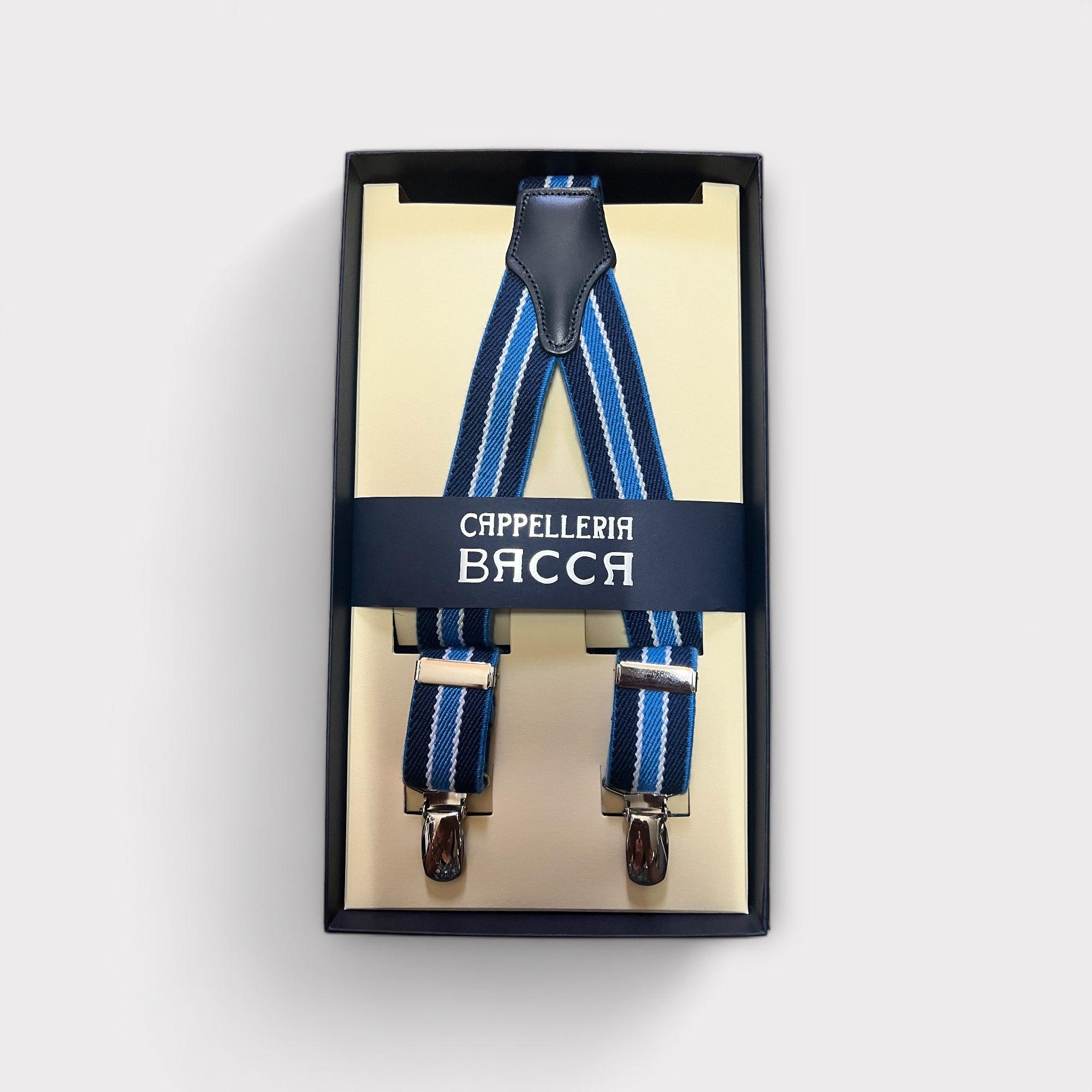Bretelle Strette Elastiche Regimental Blu e Azzurro - Cappelleria Bacca