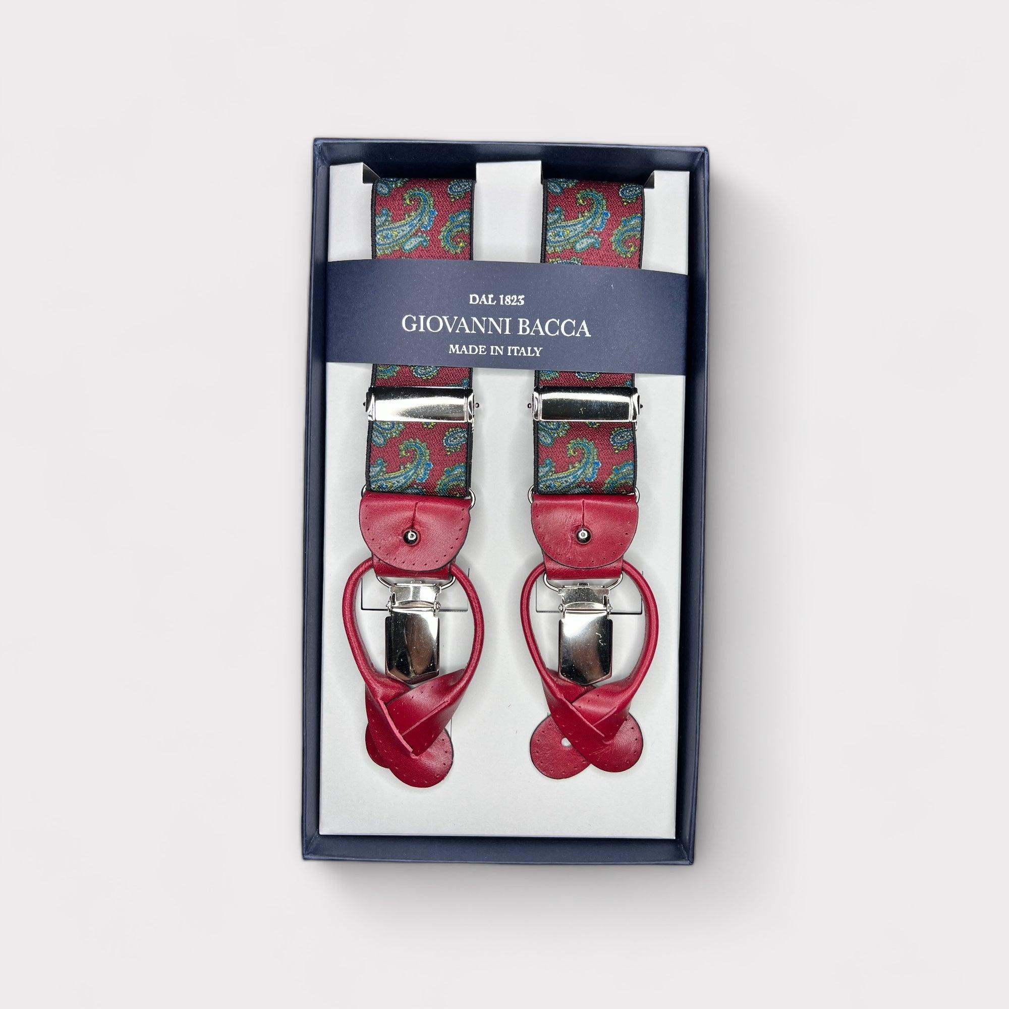 Bretelle Larghe Elastiche Bordeaux Cashmere Asole In Pelle - Cappelleria Bacca