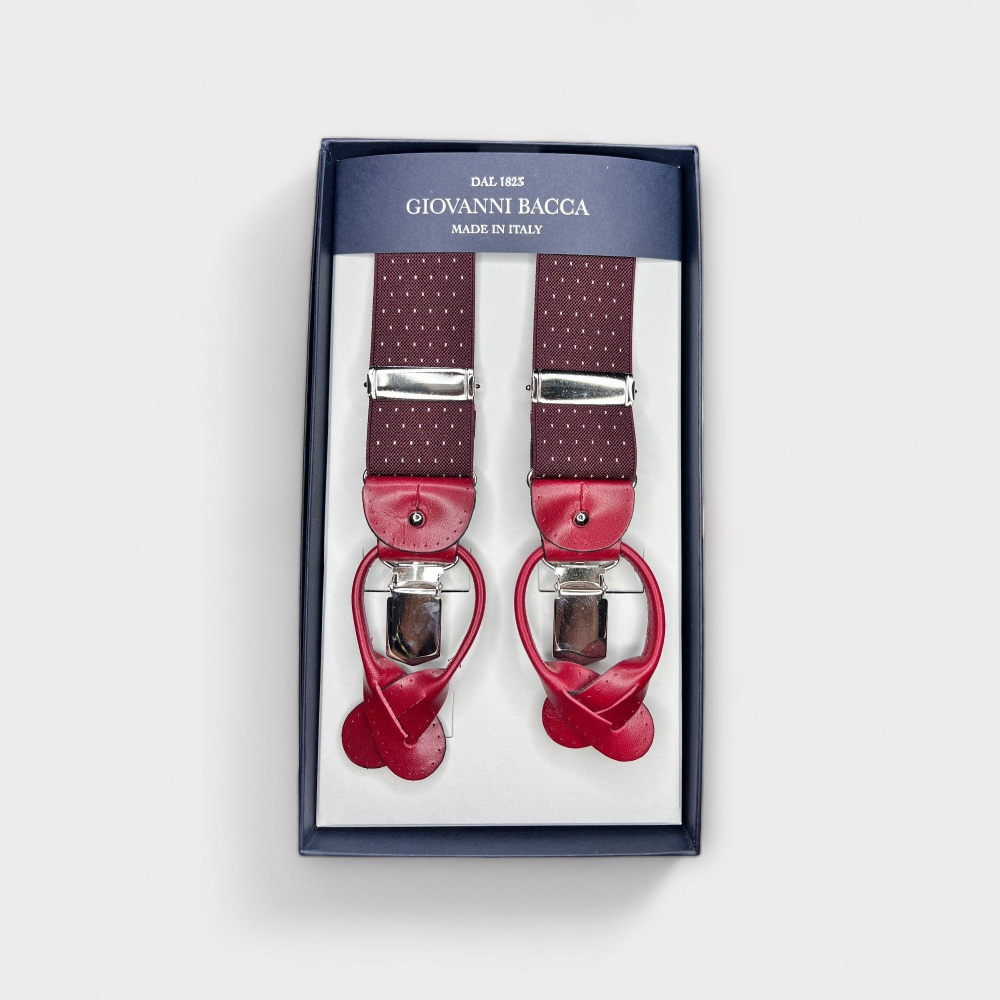Bretelle Larghe Elastiche Bordeaux Asole In Pelle - Cappelleria Bacca