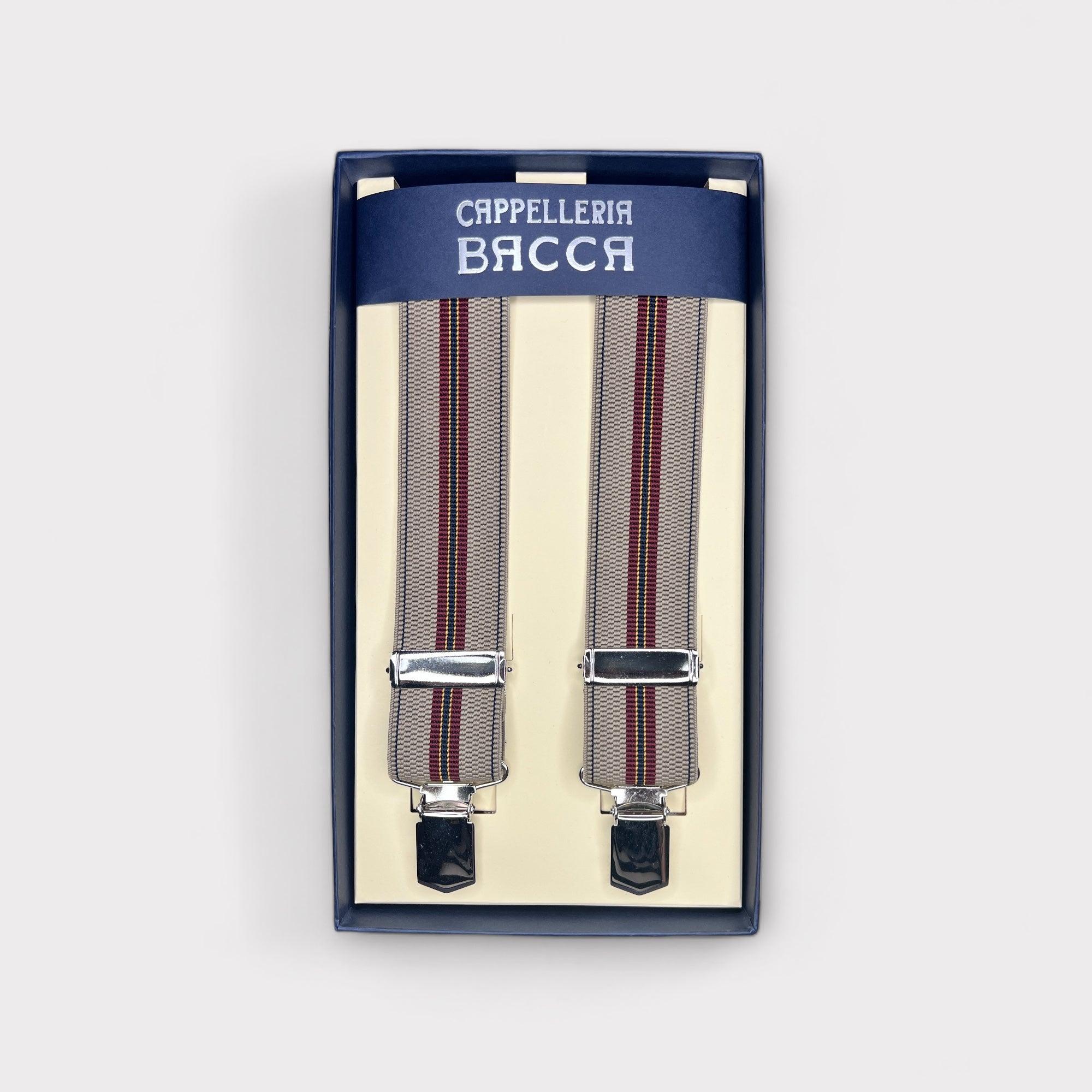 Bretelle Larghe Elastiche Beige e Rosso Regimental - Cappelleria Bacca