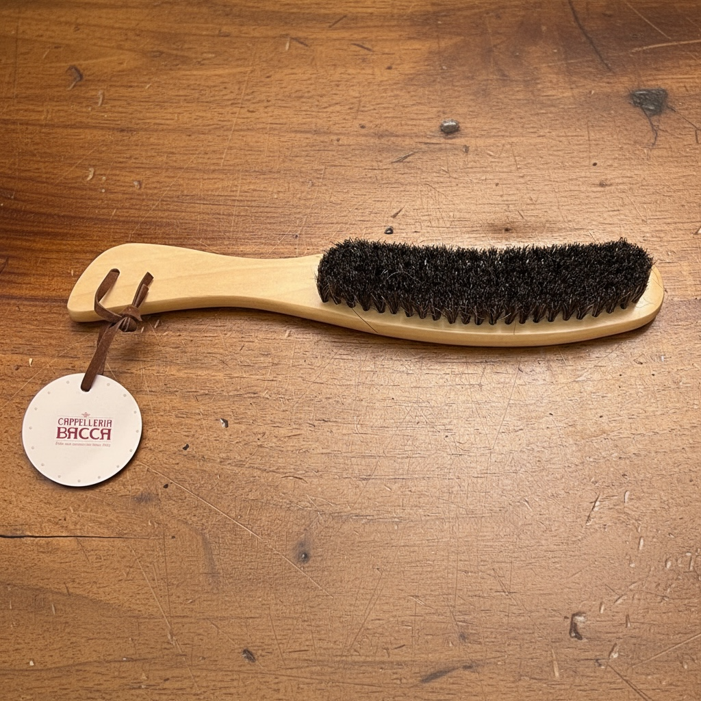 Spazzola Per Cappelli In Feltro In Legno e Crine Naturale - Cappelleria Bacca
