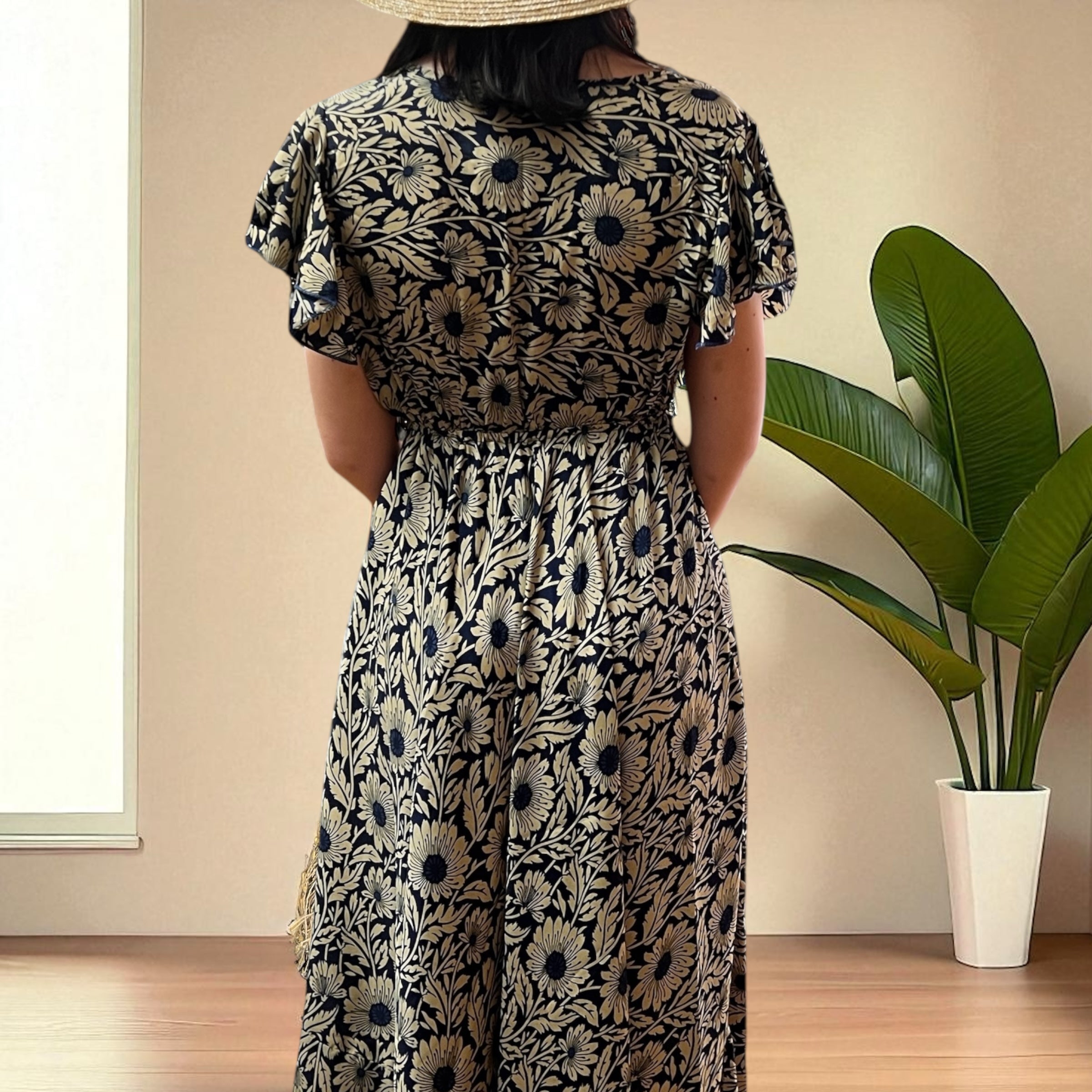 Vestito Lungo Fiori In Tessuto Misto Seta