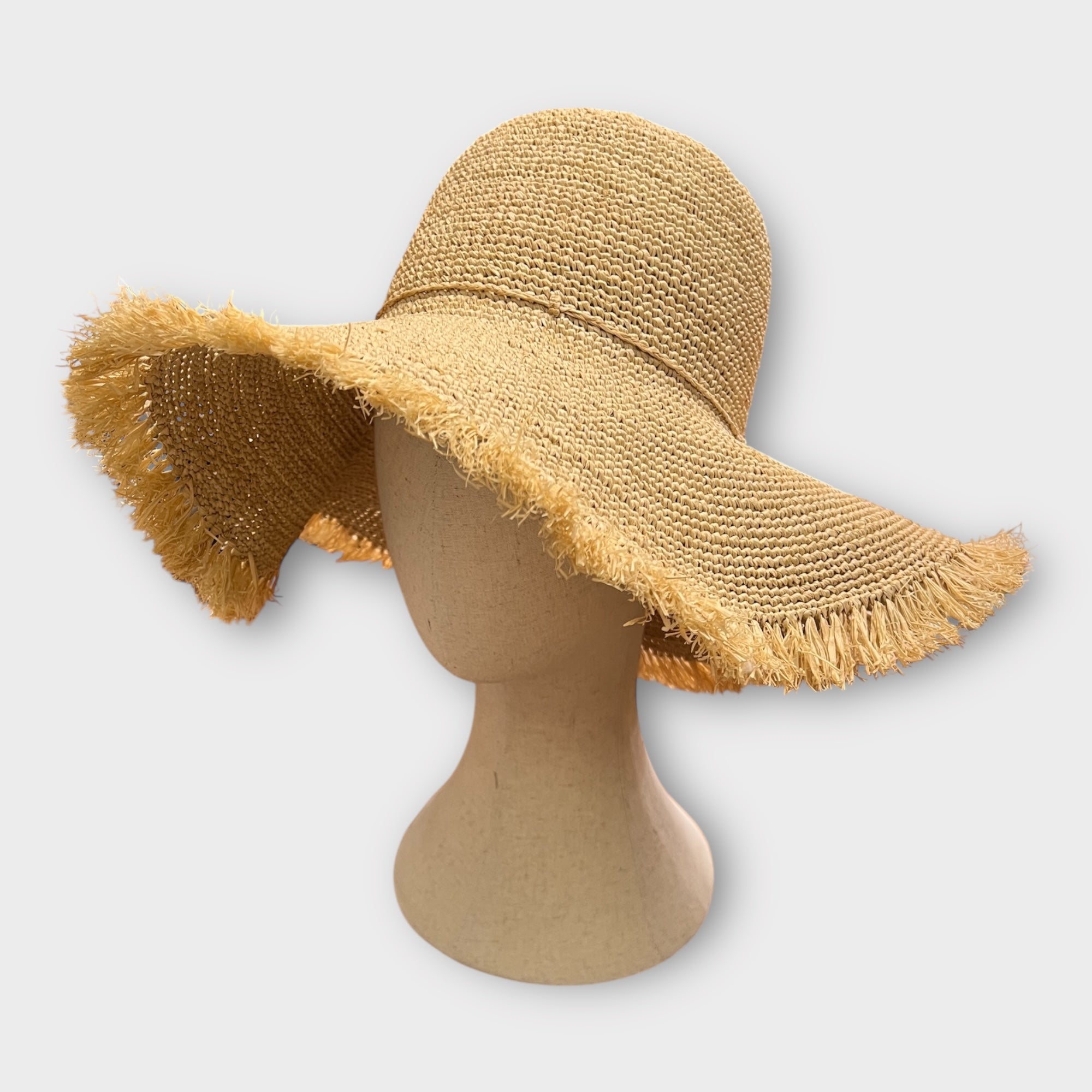 cappello in raffia crochet sfrangiato - Cappelleria Bacca