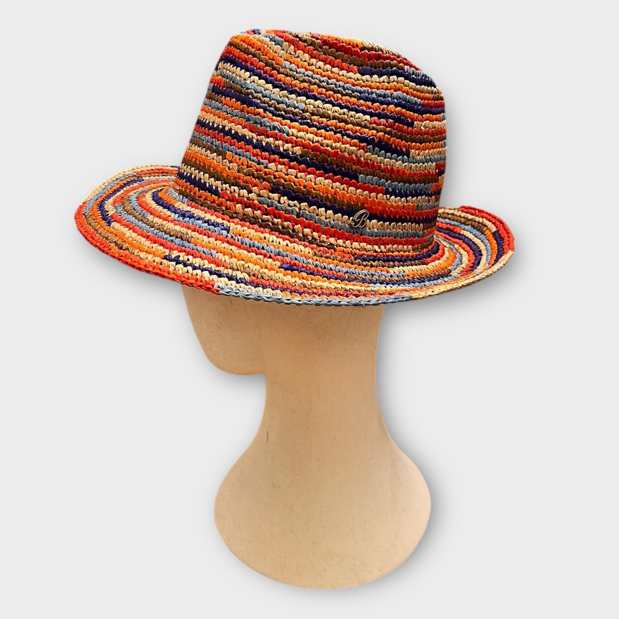 Fedora Estivo in Paglia Crochet multicolor Pieghevole - Cappelleria Bacca