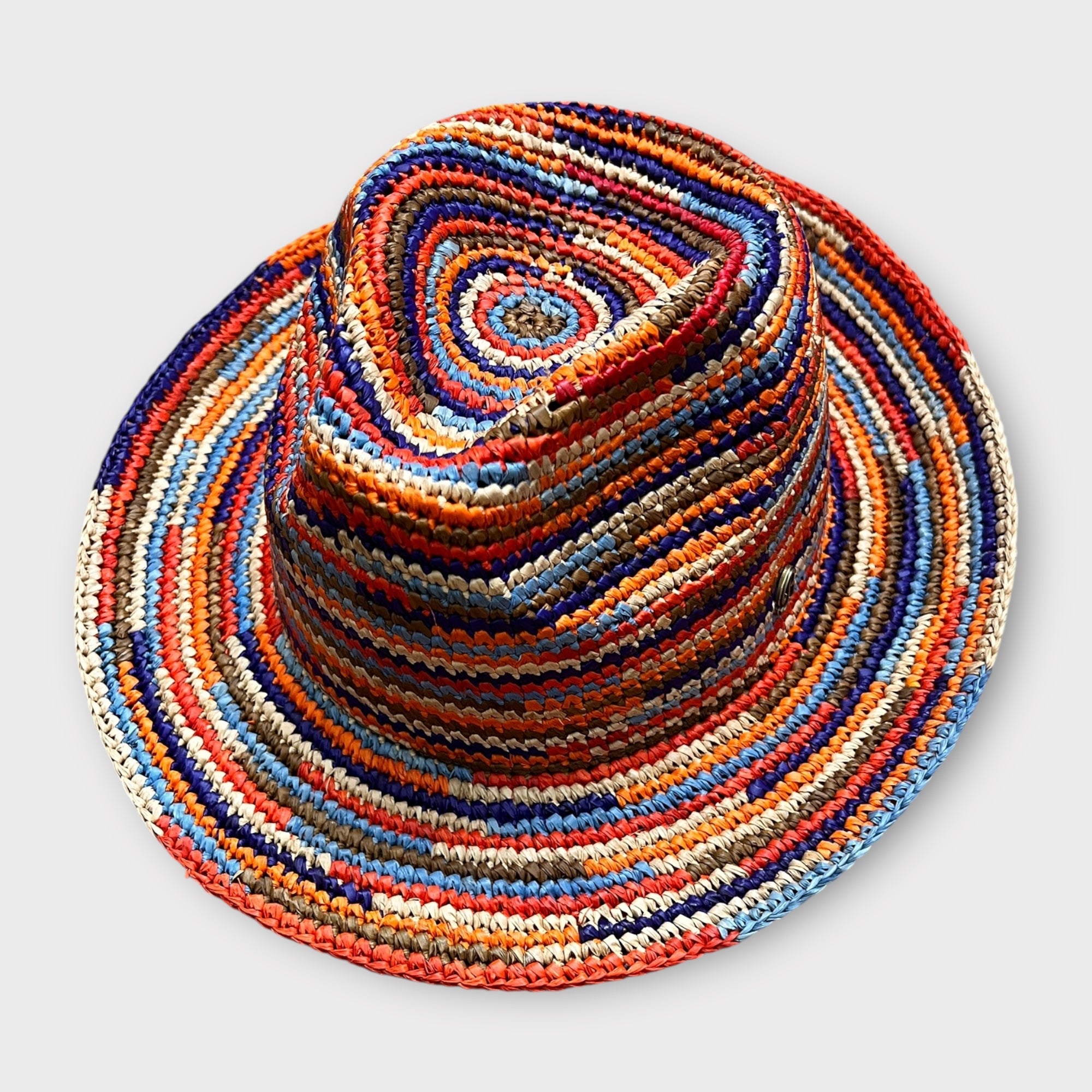 Fedora Estivo in Paglia Crochet multicolor Pieghevole - Cappelleria Bacca