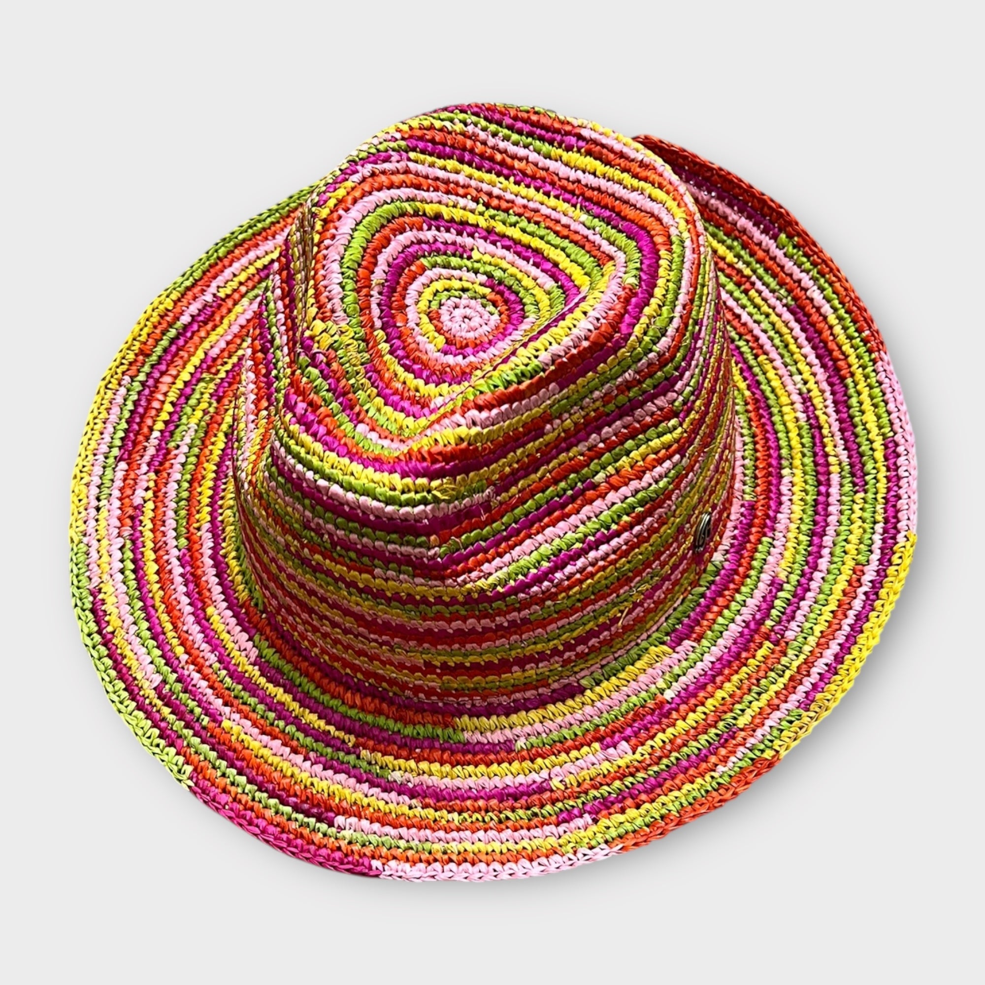 Fedora Estivo in Paglia Crochet multicolor Pieghevole - Cappelleria Bacca