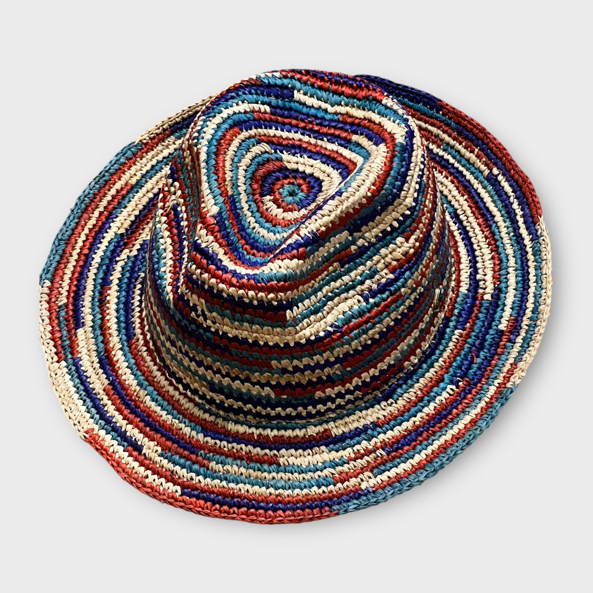 Fedora Estivo in Paglia Crochet multicolor Pieghevole - Cappelleria Bacca