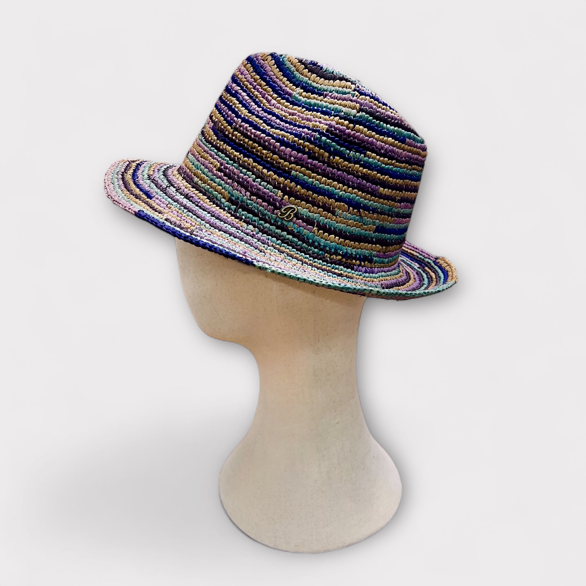 Fedora Estivo in Paglia Crochet multicolor Pieghevole - Cappelleria Bacca