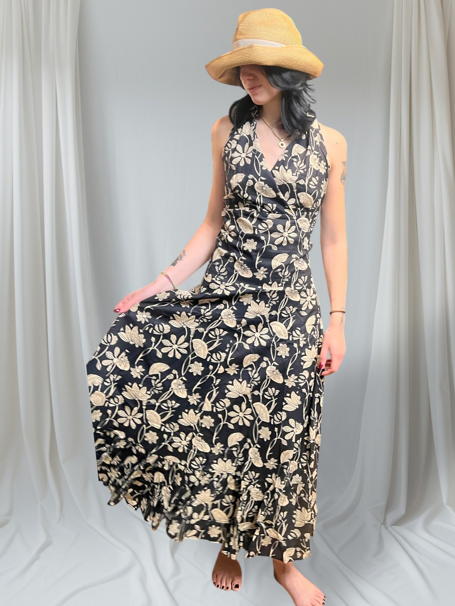Abito Da Donna Lungo In Cotone Nero