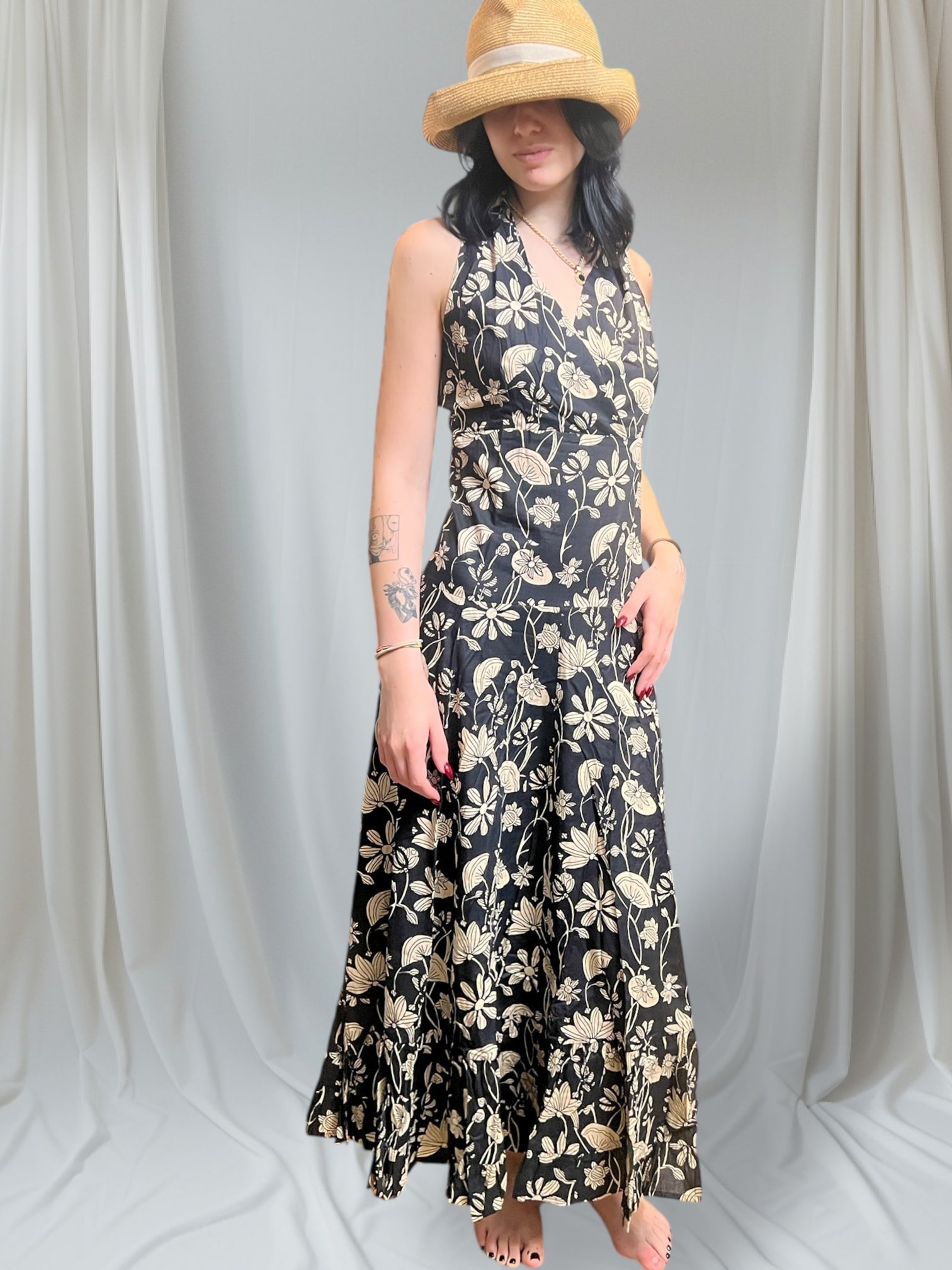 Abito Da Donna Lungo In Cotone Nero