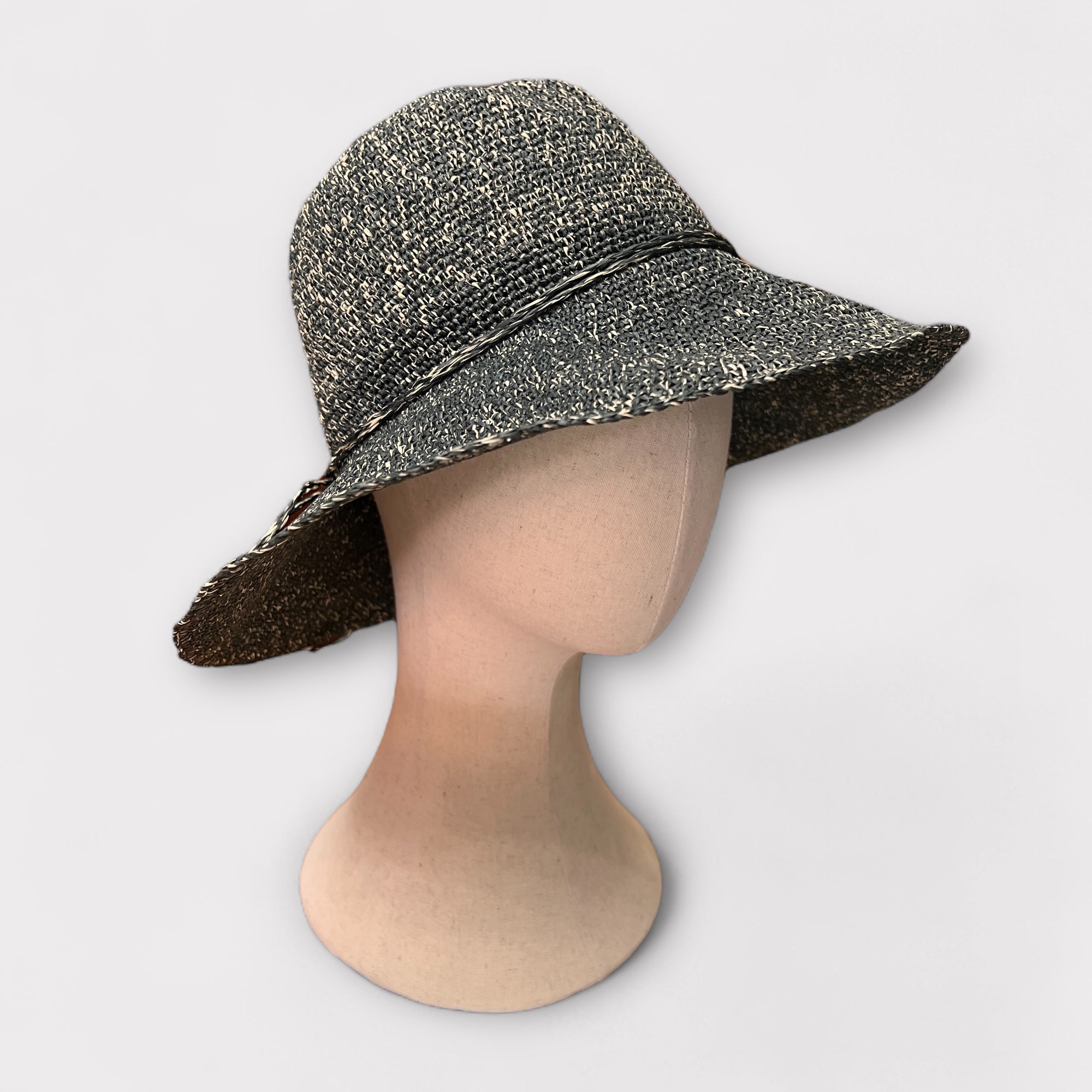 Cappello In Paglia Crochet Pieghevole Ala Media - Cappelleria Bacca