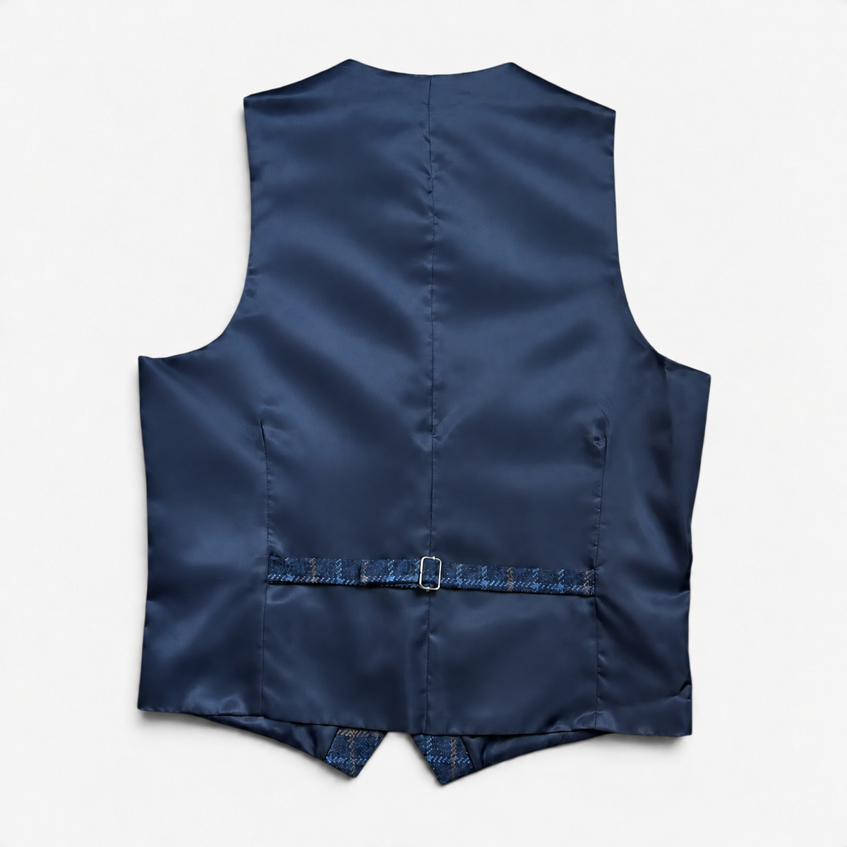 Gilet Uomo In Lana Tweed Scozzese Blu - Made In Italy