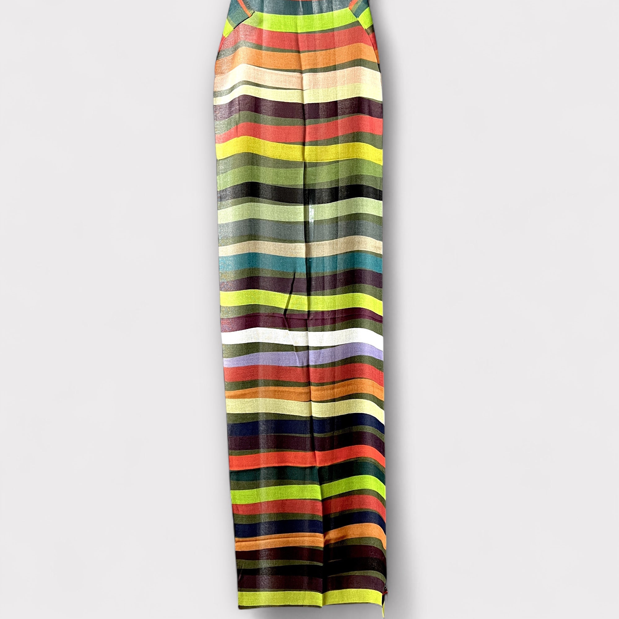 Sciarpa Sottile Unisex In Pura Lana Righe 55 x 190 cm