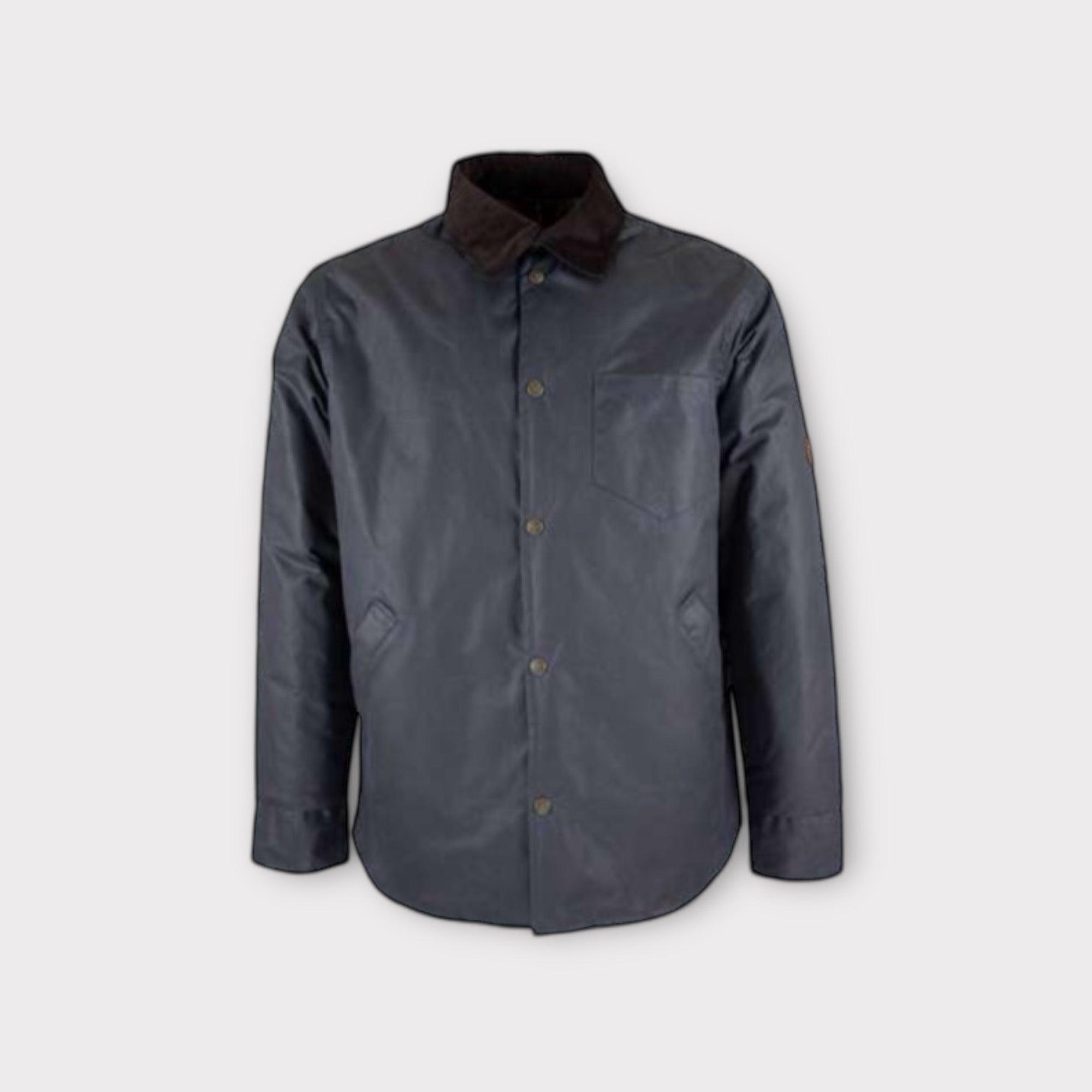 Giacca Alum Wax Shirt In Cotone Cerato Oxford Blue - Cappelleria Bacca