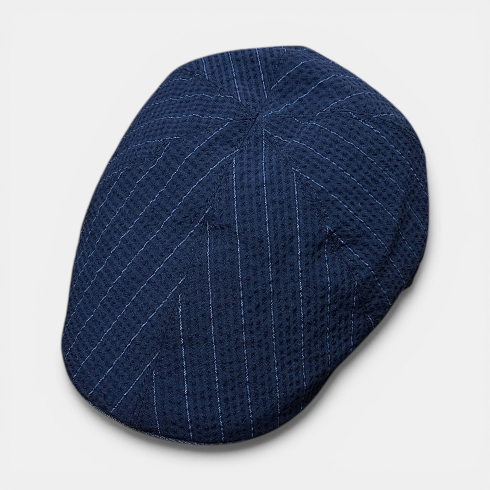 Coppola 6 Spicchi Estiva In Puro Cotone Blu Gessato - Cappelleria Bacca
