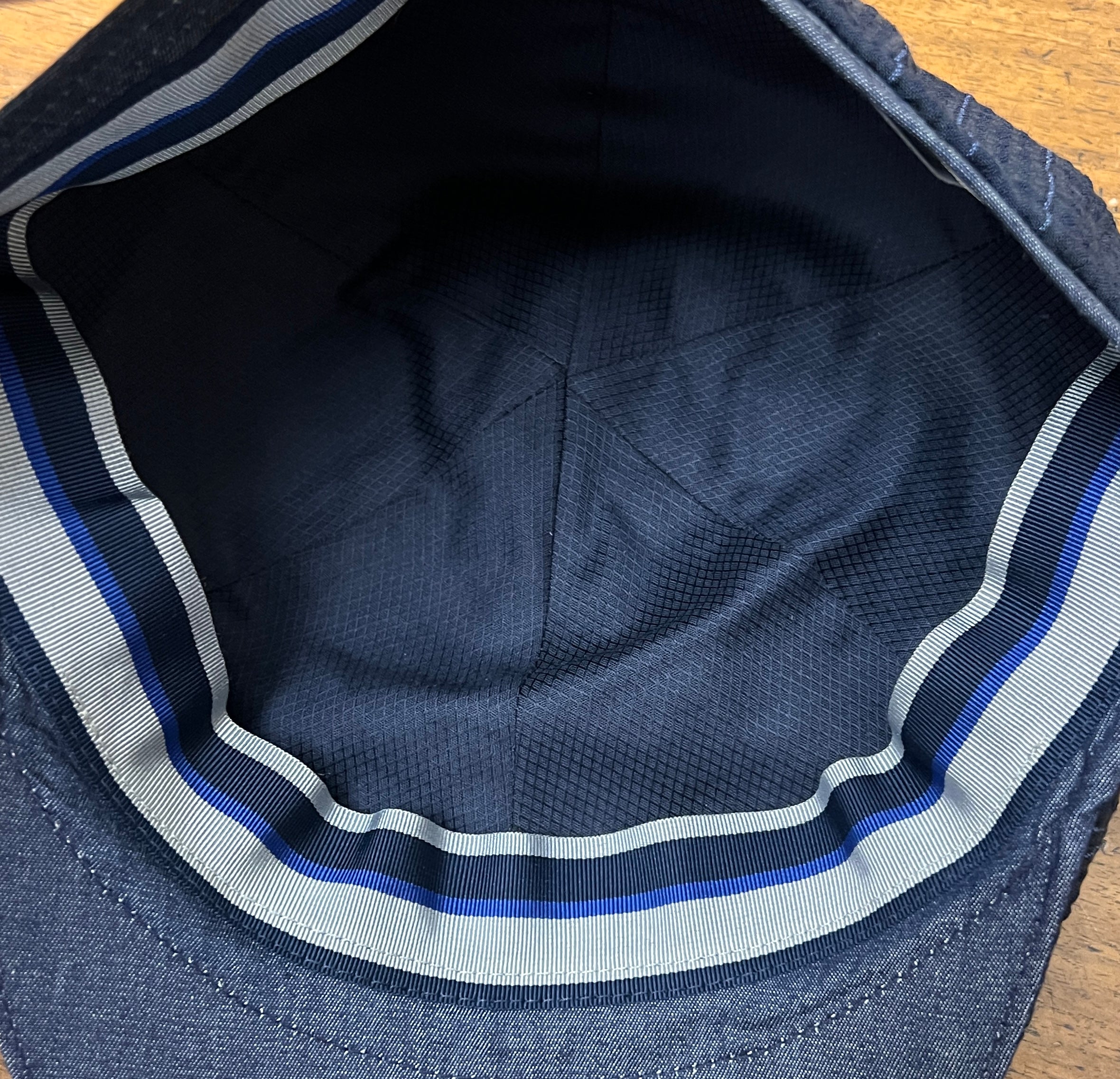 Coppola 6 Spicchi Estiva In Puro Cotone Blu Gessato - Cappelleria Bacca