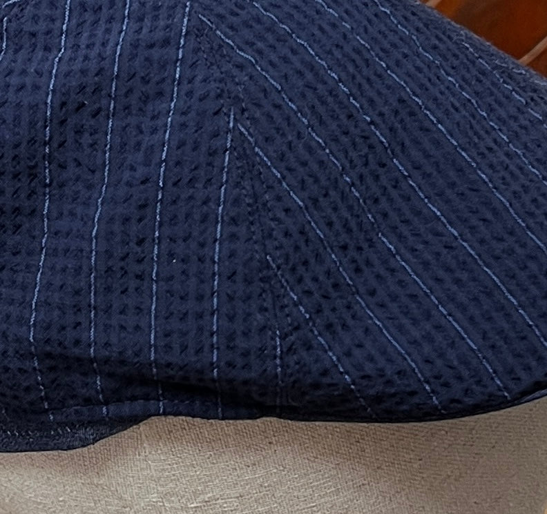 Coppola 6 Spicchi Estiva In Puro Cotone Blu Gessato - Cappelleria Bacca