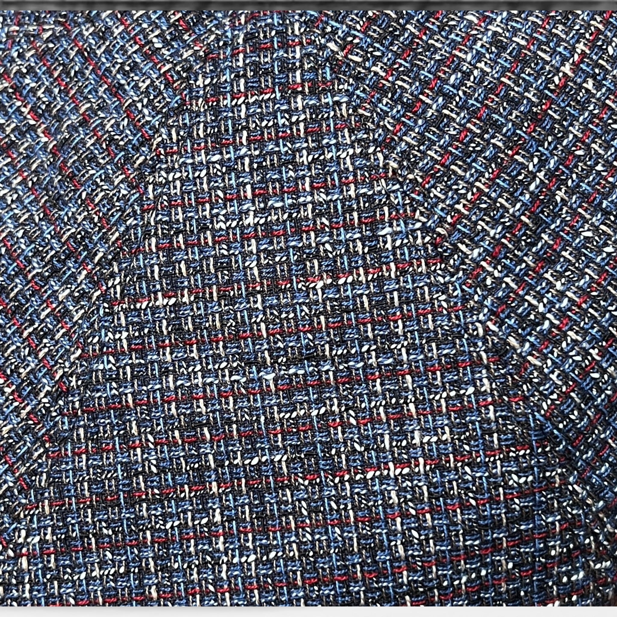 Coppola 6 Spicchi Estiva In lino E Cotone Tipo Tweed Blu e Rosso - Cappelleria Bacca