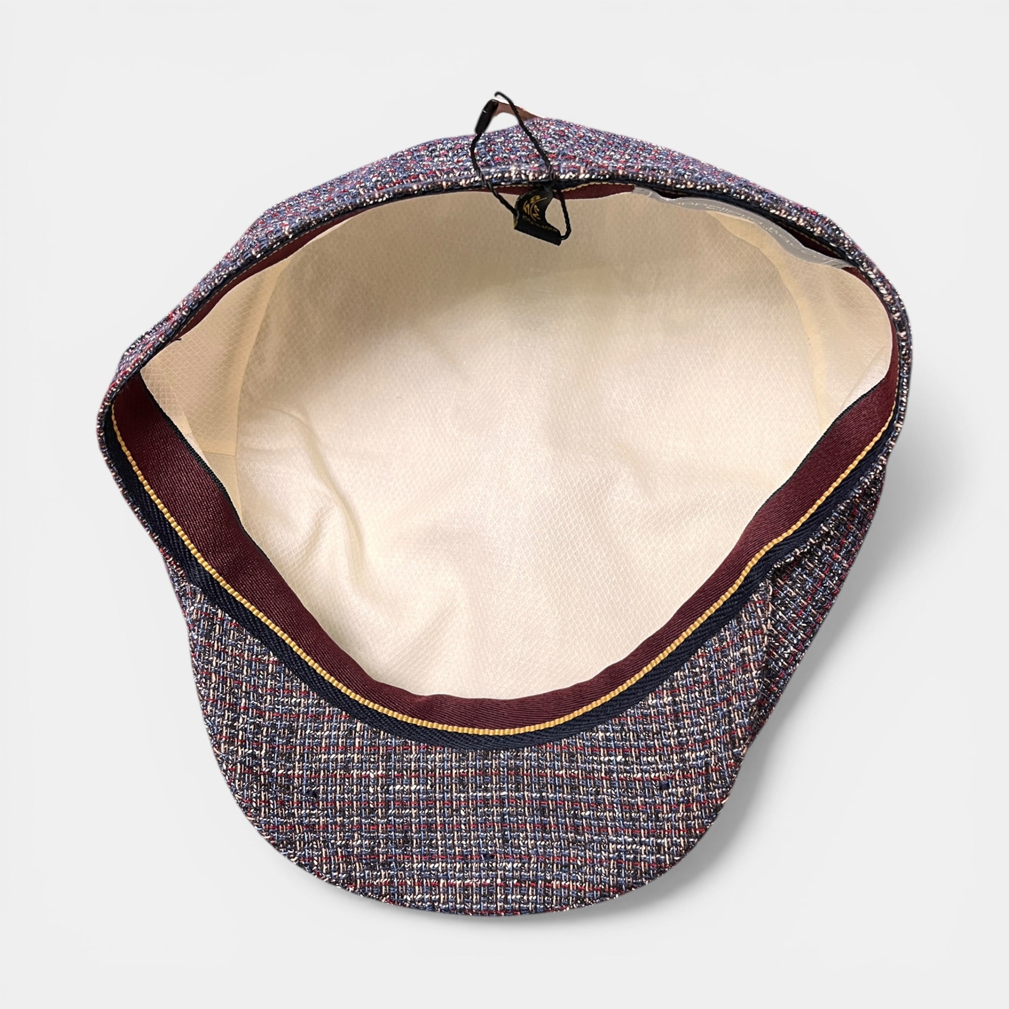Coppola 6 Spicchi Estiva In lino E Cotone Tipo Tweed Blu e Rosso - Cappelleria Bacca