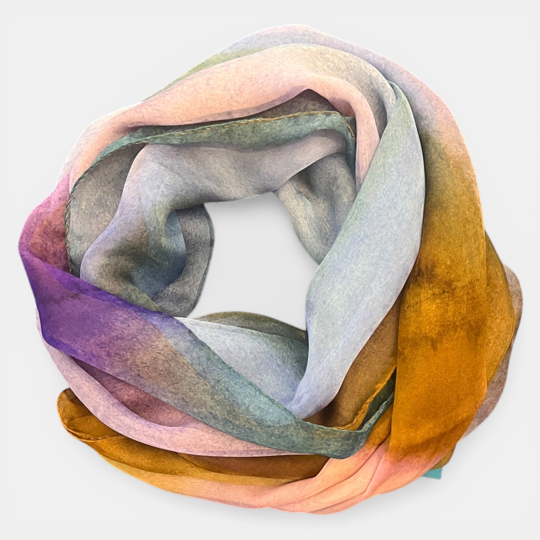 Sciarpa Leggera Estiva In Mussola di Pura Seta Di Gelso Multicolor Sfumato 80x200 cm - Cappelleria Bacca