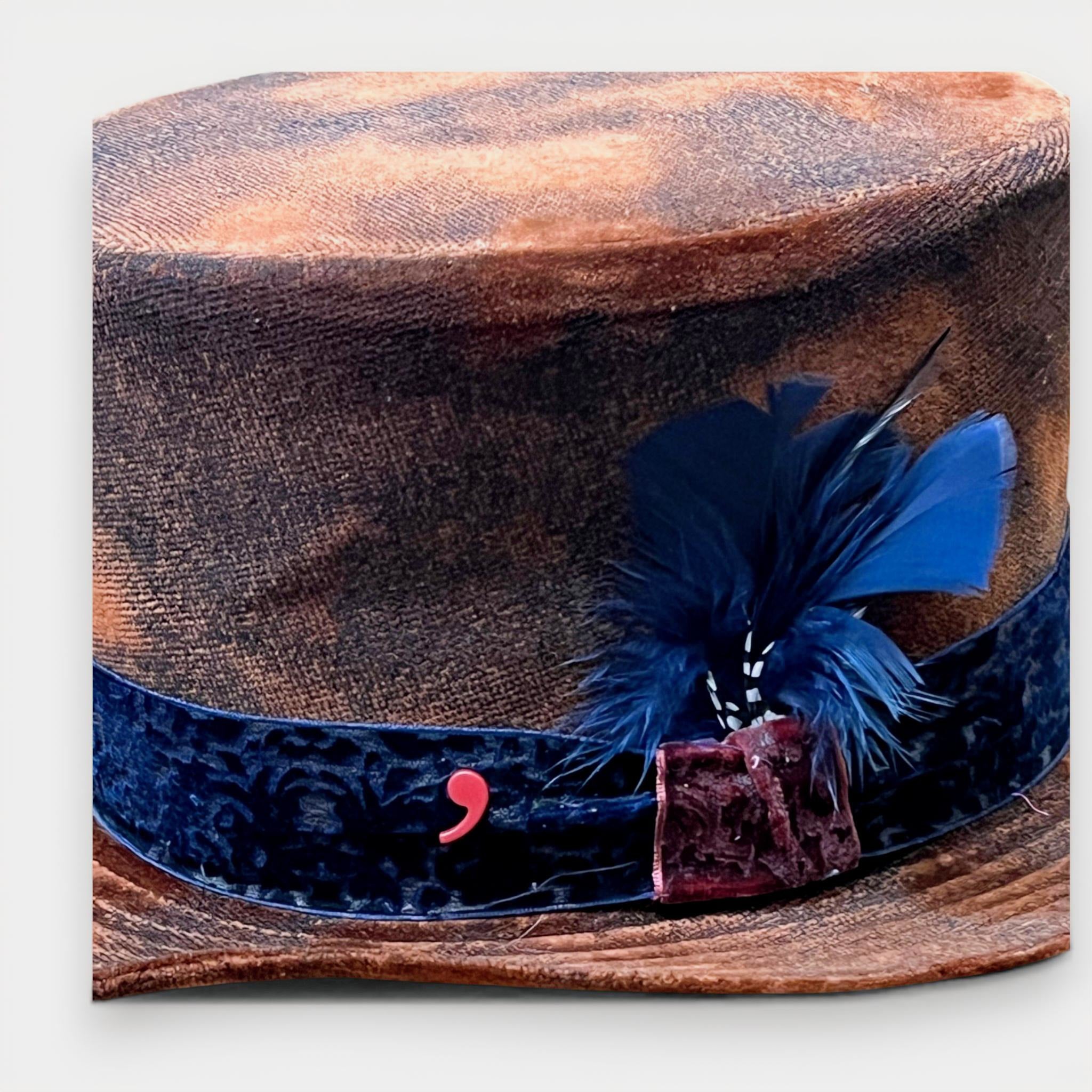 Cappello Cilindro Unisex in Velluto effetto Vintage Ruggine Alfonso D'Este - Cappelleria Bacca