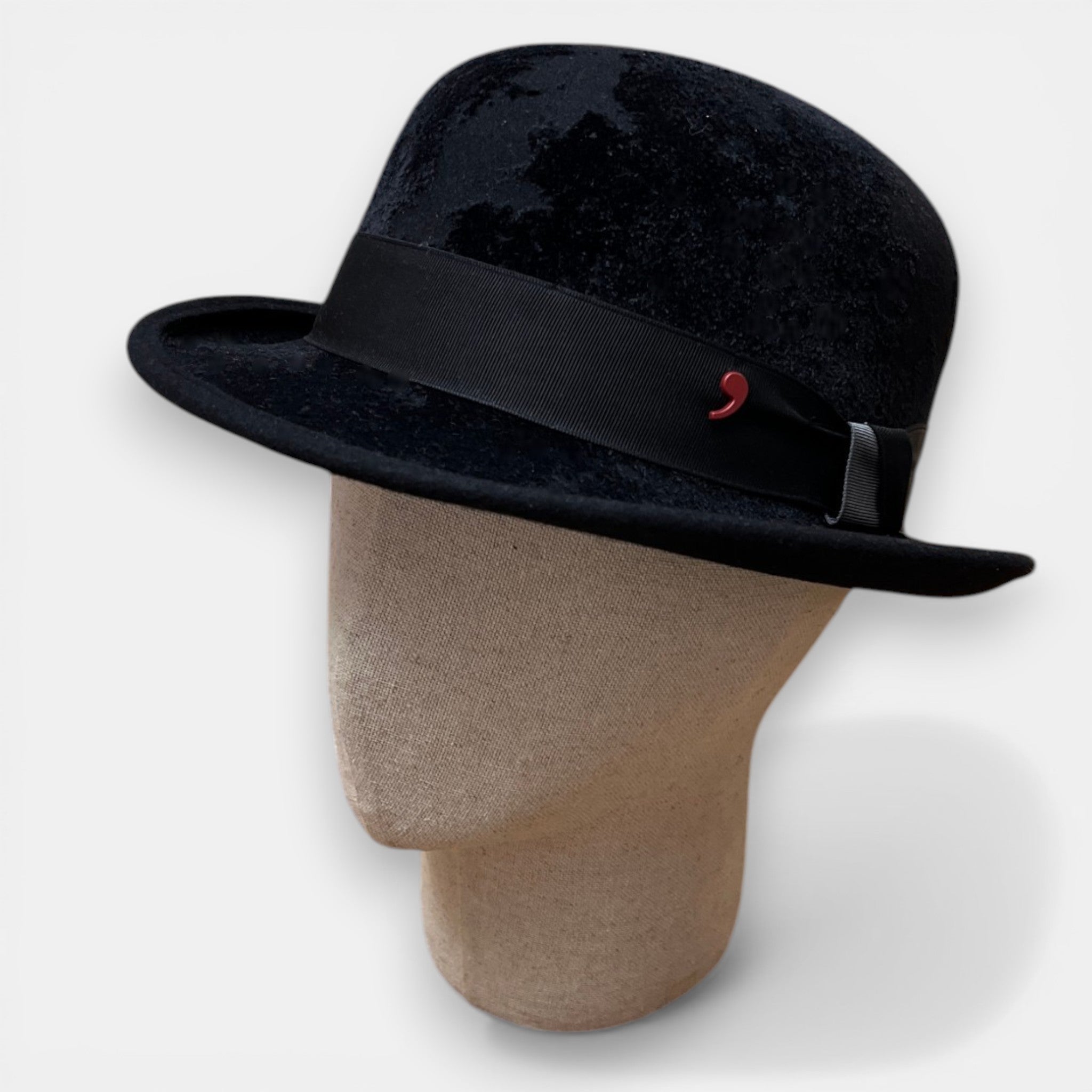 Bombetta Unisex Nera in Feltro Di Lana Effetto Velluto - Cappelleria Bacca