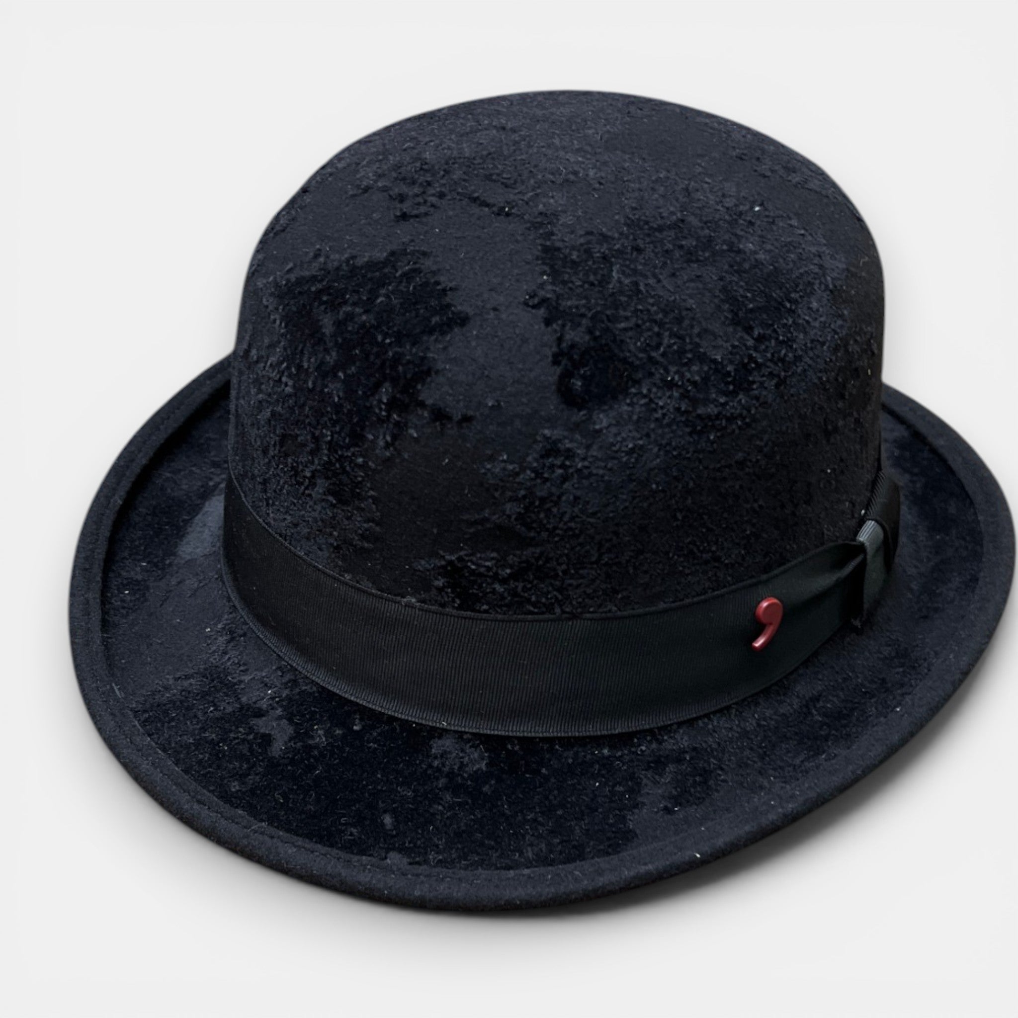 Bombetta Unisex Nera in Feltro Di Lana Effetto Velluto - Cappelleria Bacca