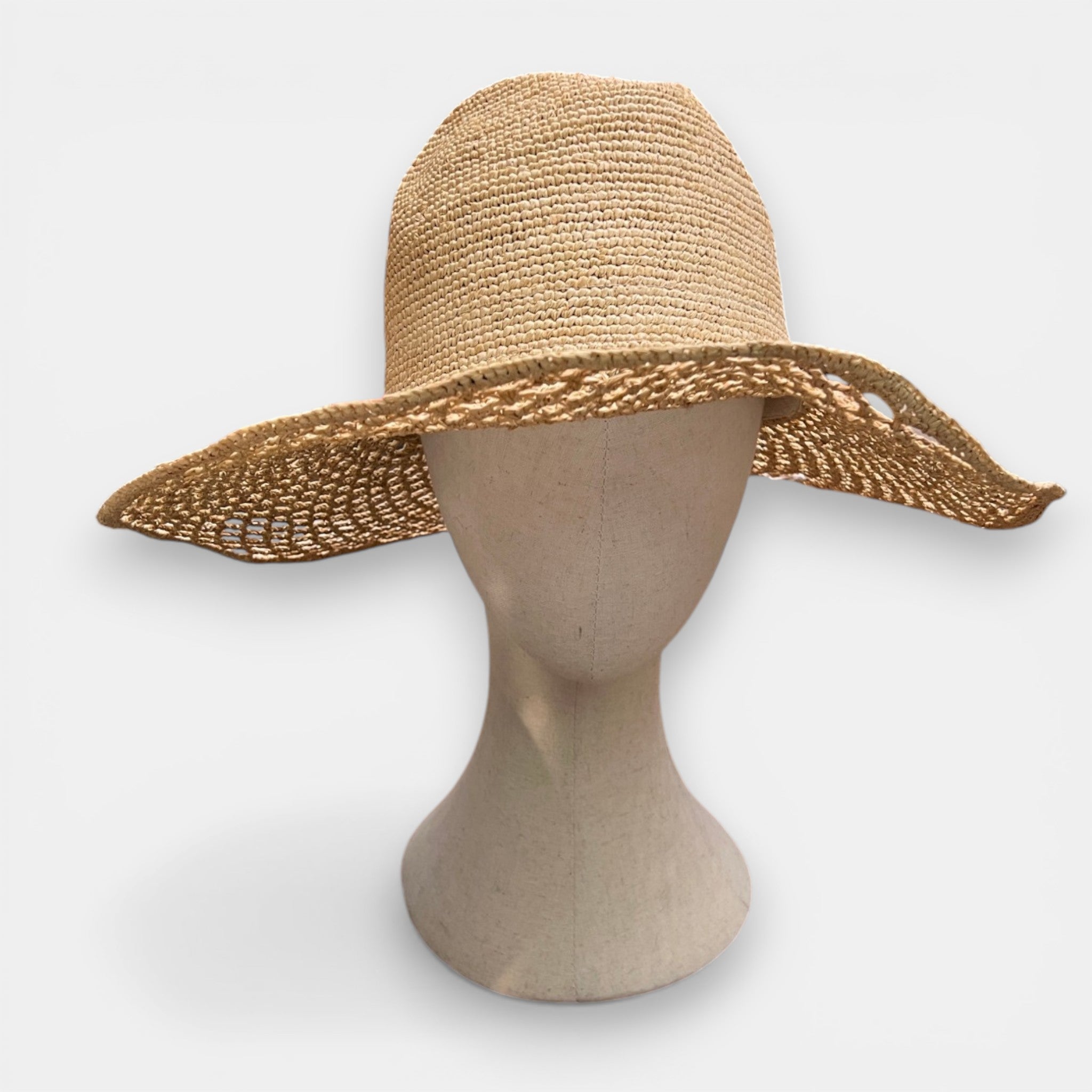 Cappello a Tesa Larga Estivo in Raffia Crochet - Cappelleria Bacca
