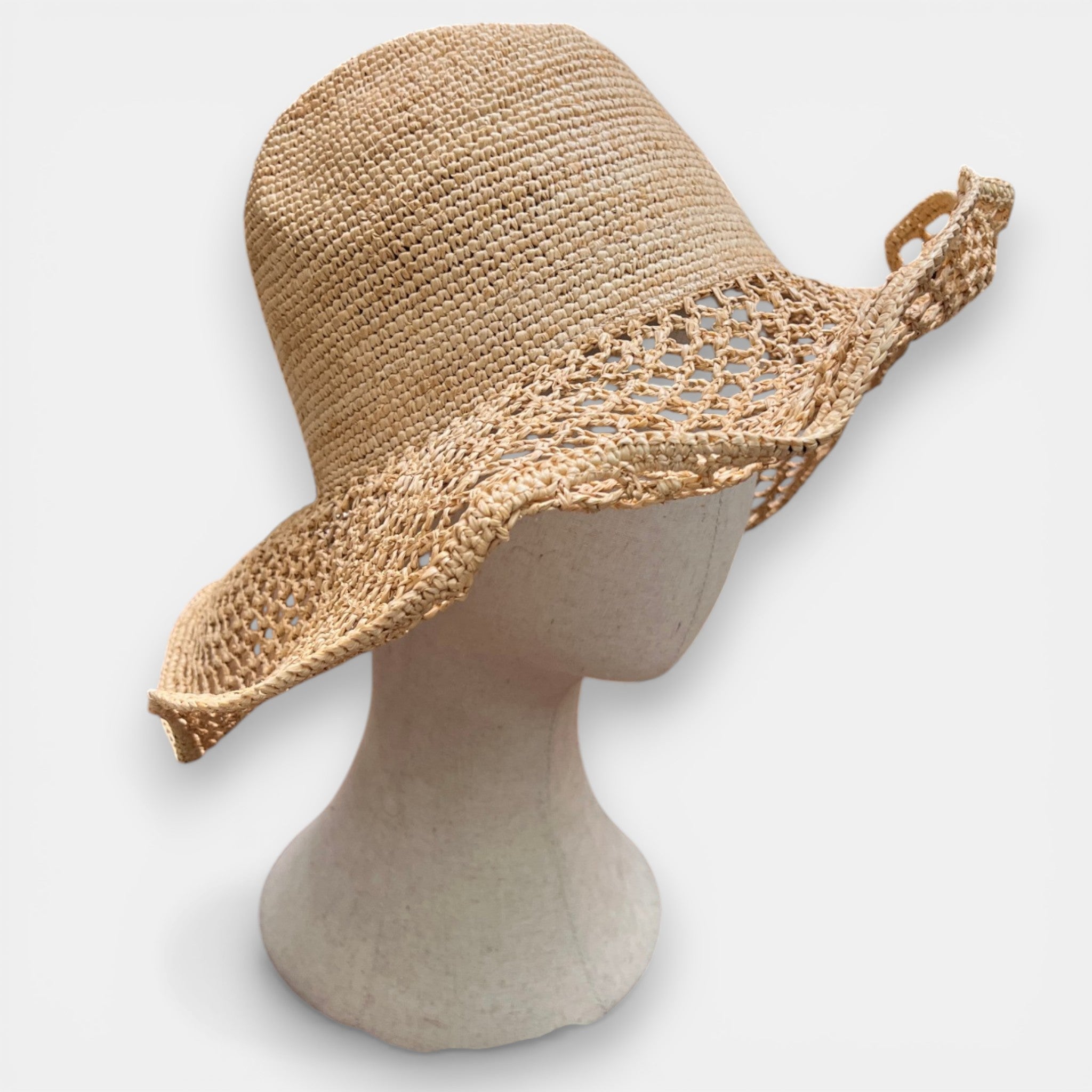 Cappello a Tesa Larga Estivo in Raffia Crochet - Cappelleria Bacca
