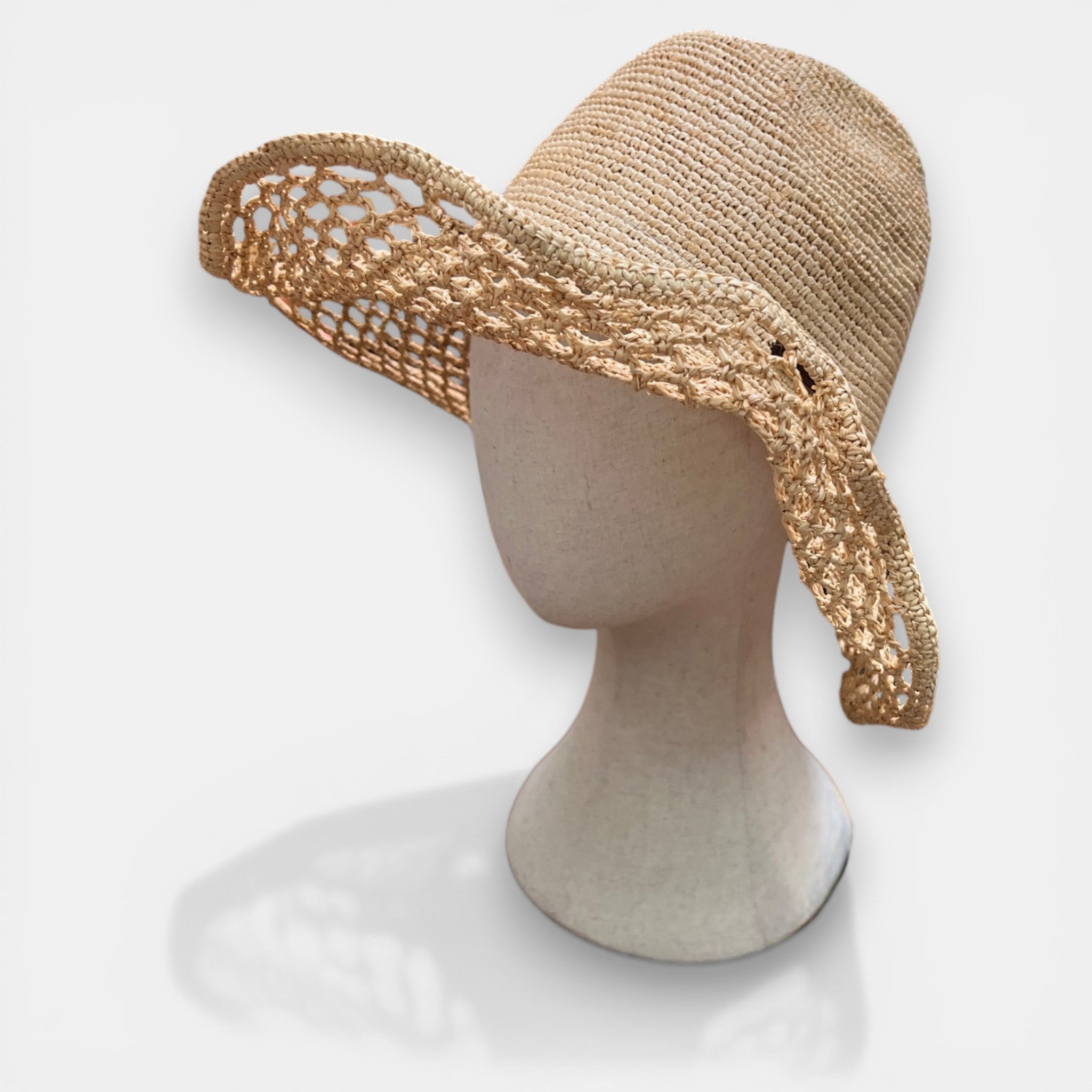 Cappello a Tesa Larga Estivo in Raffia Crochet - Cappelleria Bacca