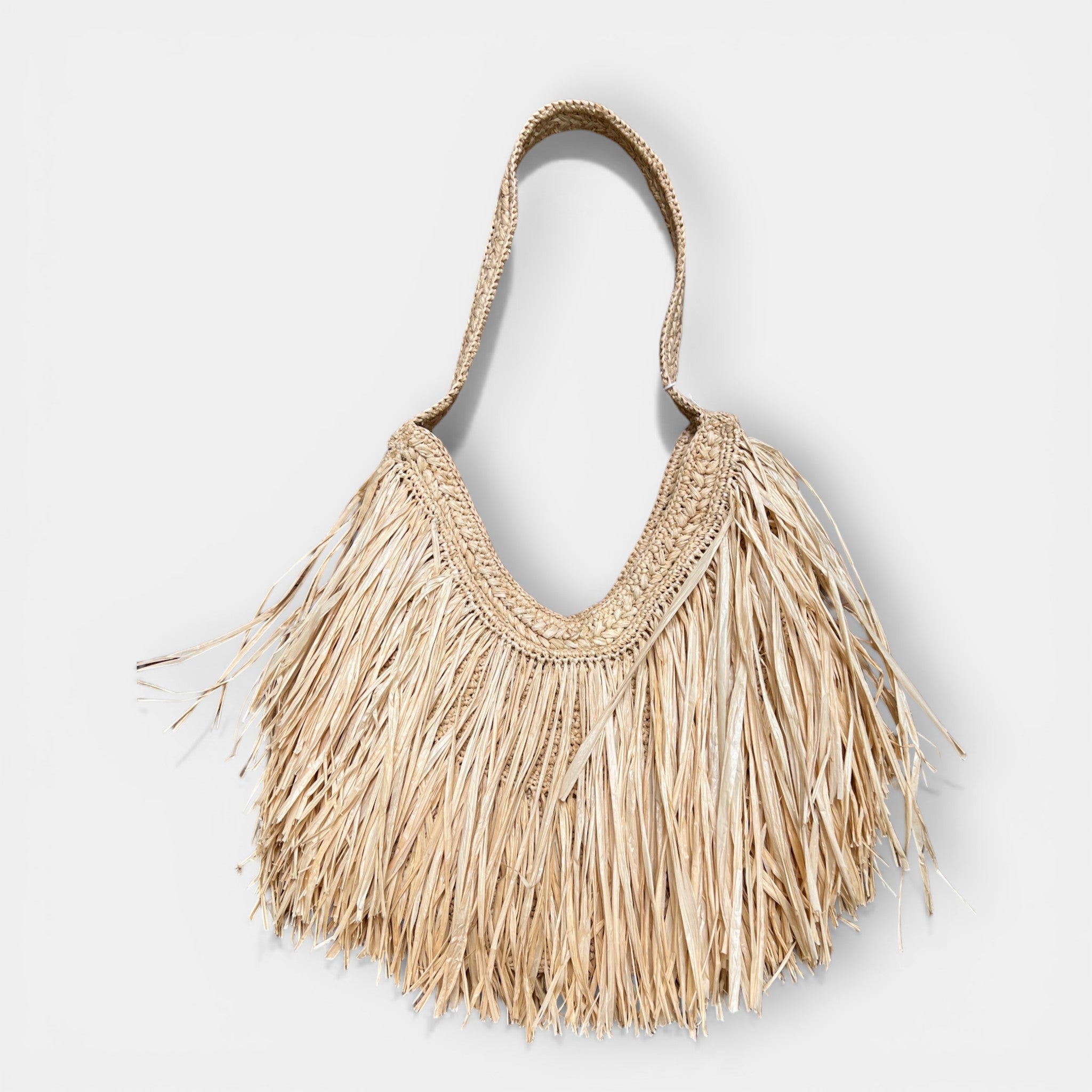 Borsa in Raffia Crochet con Frange - Cappelleria Bacca
