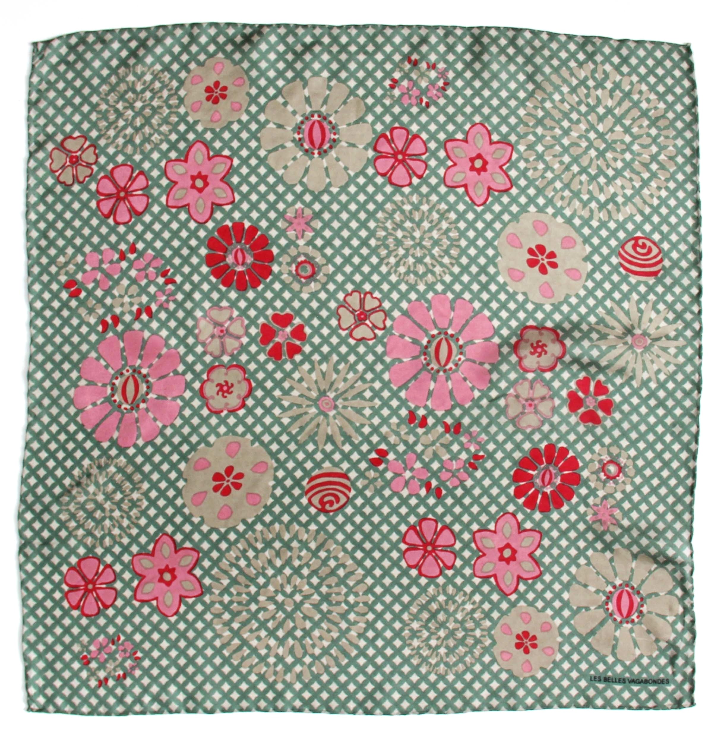 Foulard In Pura Seta 50 x 50 cm "Shippo" In Scatola Vintage