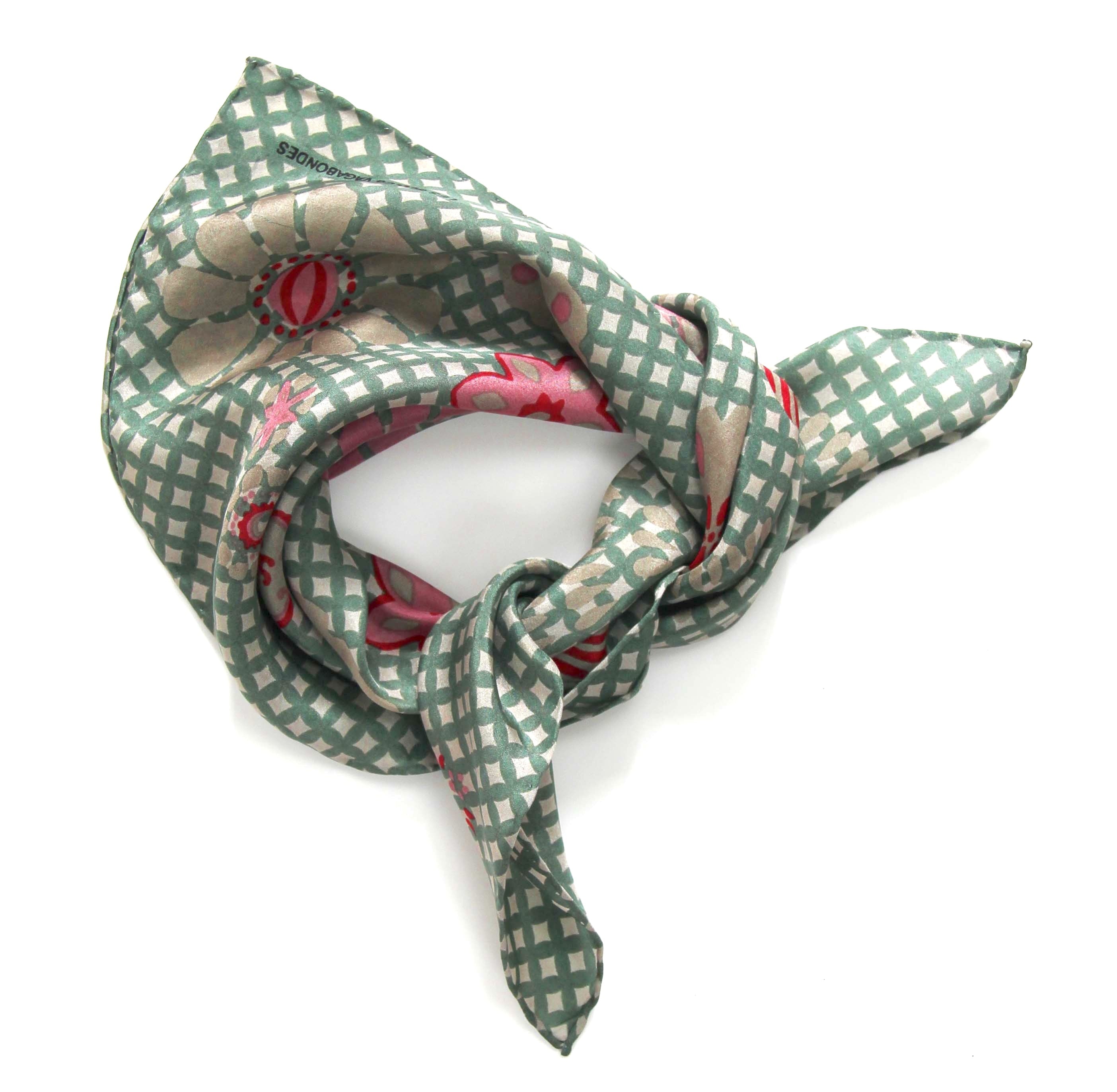 Foulard In Pura Seta 50 x 50 cm "Shippo" In Scatola Vintage