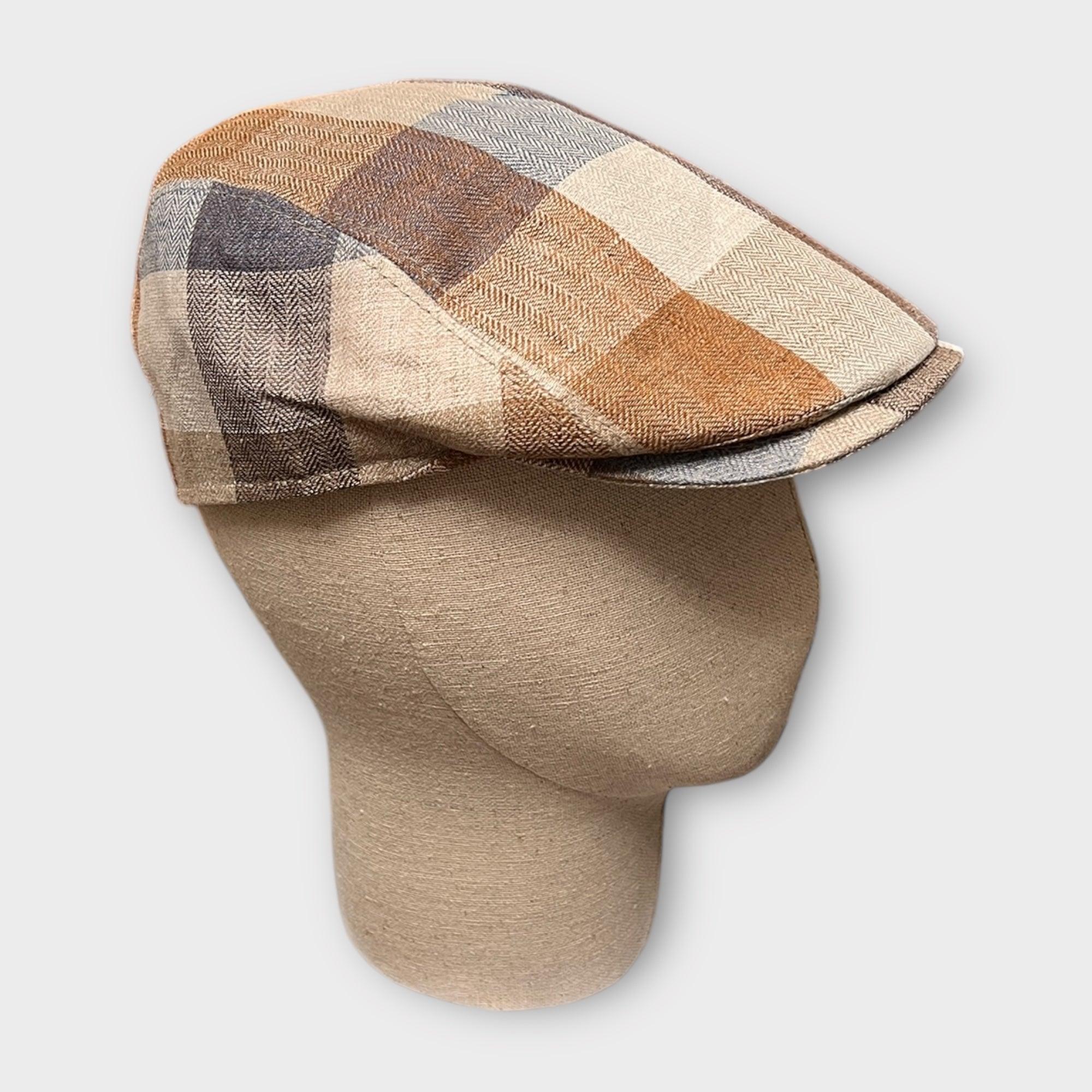 Coppola Estiva In Lino Madras Beige - Cappelleria Bacca