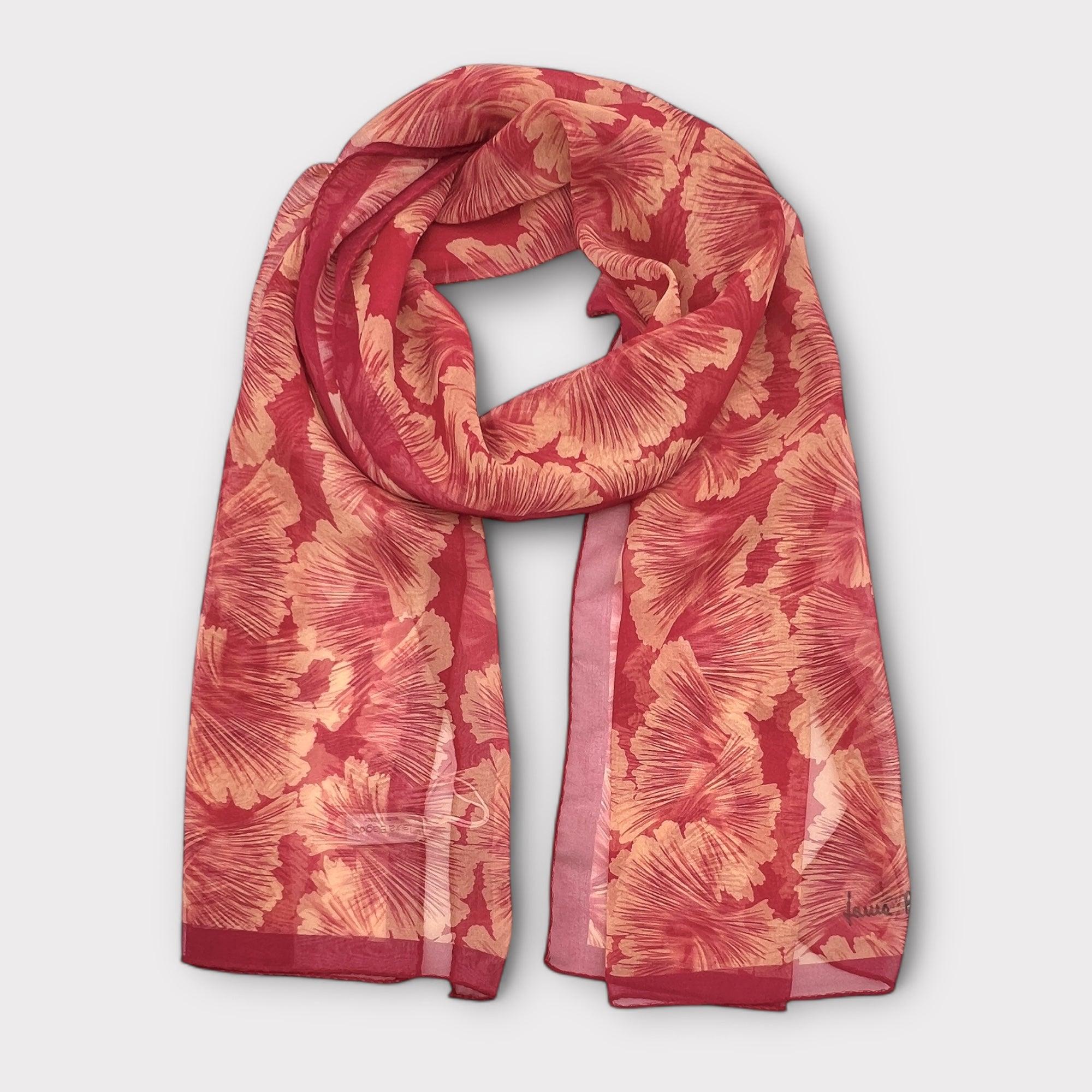 Sciarpa In Pura Seta Georgette 45 x 160 Flora - Cappelleria Bacca