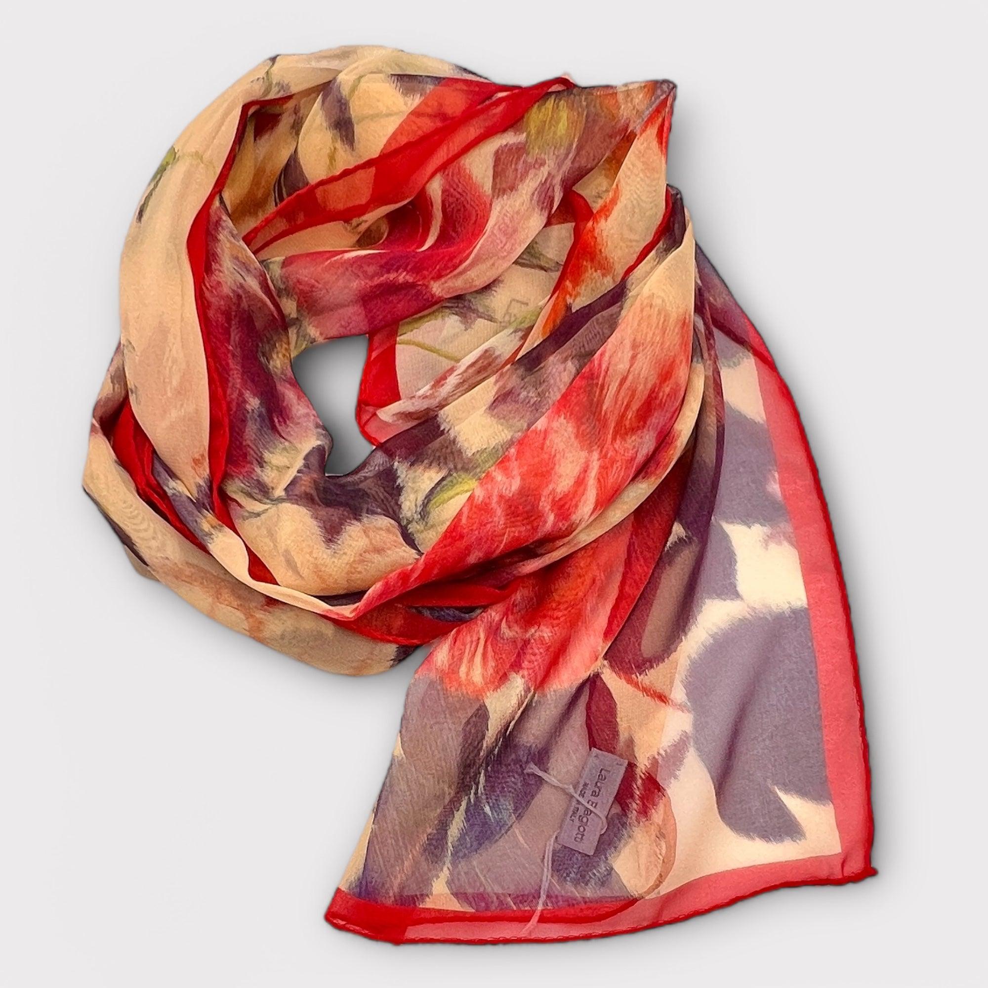 Sciarpa In Pura Seta Georgette 45 x 160 Flora - Cappelleria Bacca